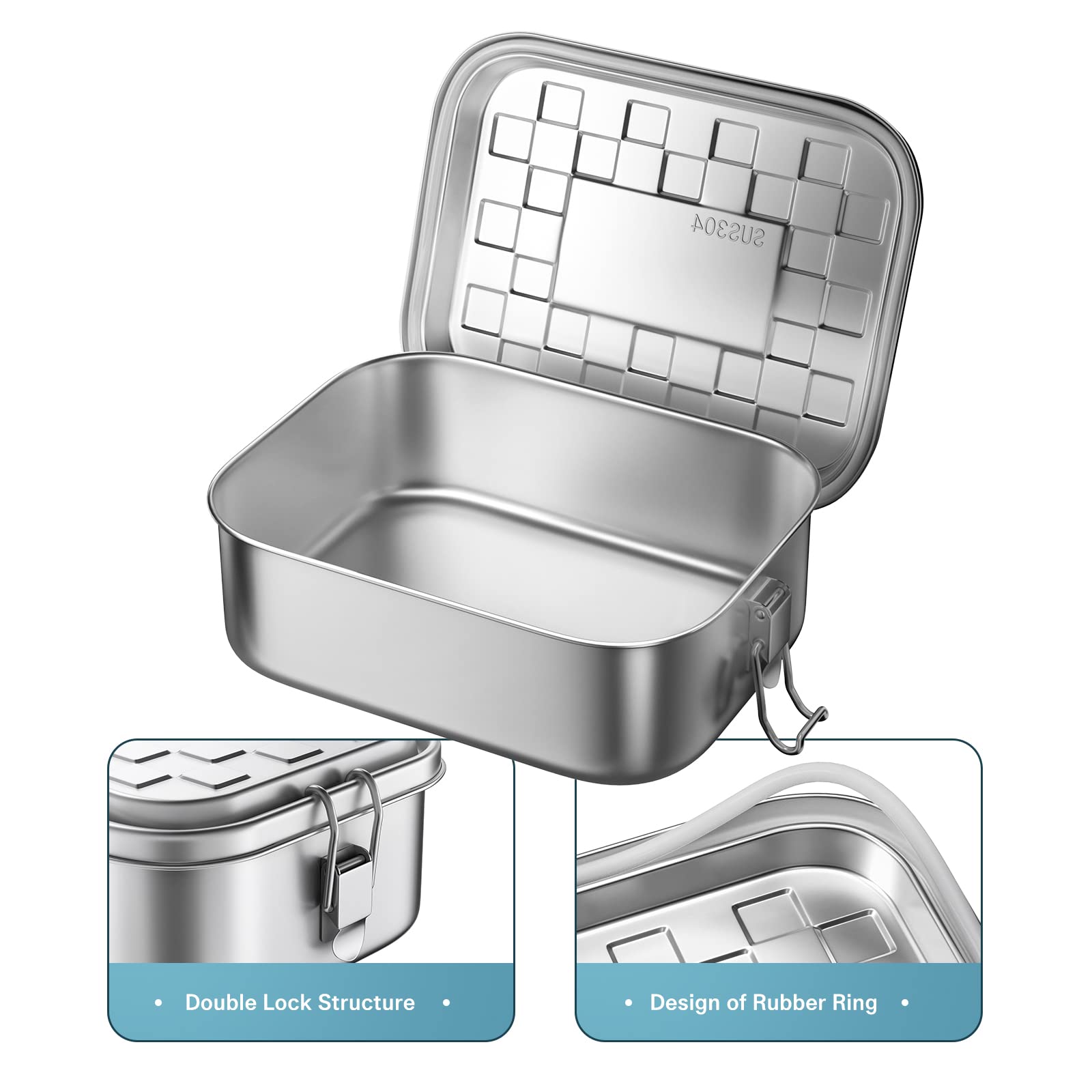 G.a HOMEFAVOR Stainless Steel Bento Box  900ML/30 oz Leakproof Metal Bento Lunch Box  Leak-proof Design with Lockable Clips Food Storage Containers for Adults