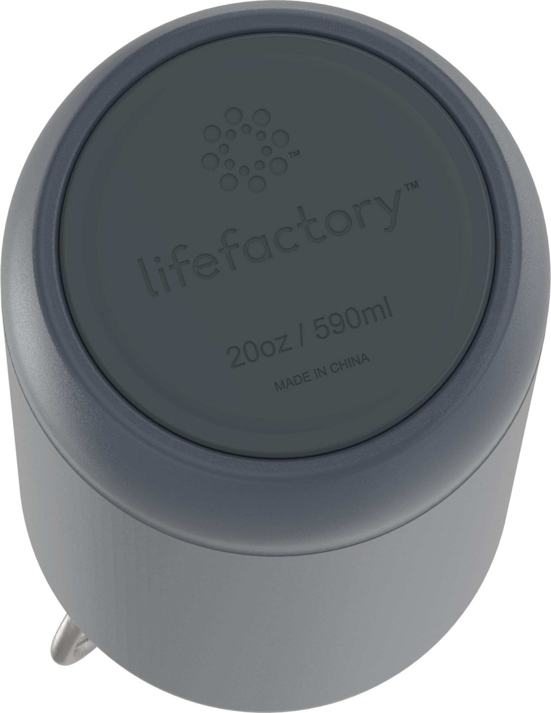 LIfeFactory Stainless Steel Vacuum-Insulated Sport Bottle  20 Ounce  Carbon