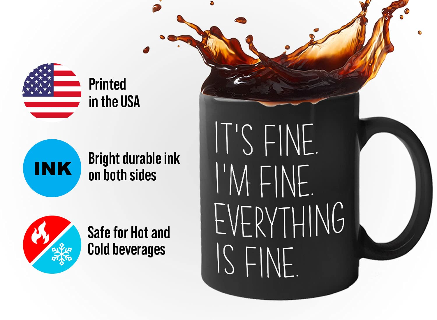 Funny Its Fine Coffee Mug 11 Oz - It'S Fine I'M Fine Everything Is Fine - Funny Sarcastic Witty Joke Comedy Sarcasm Humor For Wo