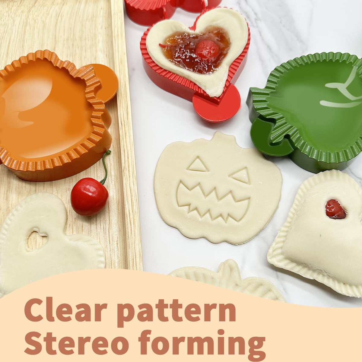 Dough Presser Pocket Pie Molds, Party Potluck Hand Pie Molds, Hand Pie Molds, Apple, Pumpkin And Acorn Shapes 3-Piece (Halloween