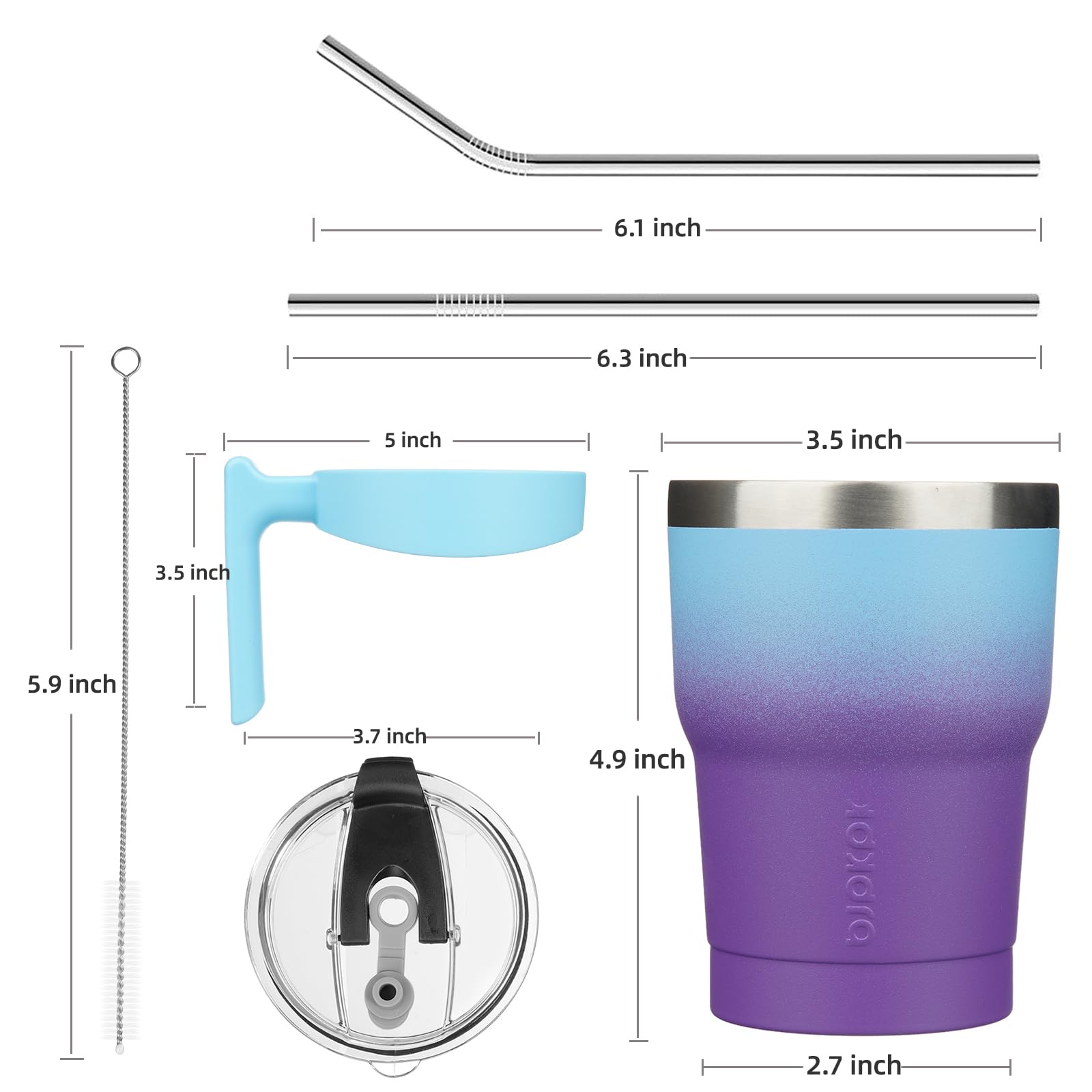 Bjpkpk Tumbler With Handle 10Oz Stainless Steel Insulated Tumbler With Lid And Straw For Water Or Ice Coffee,Ocean Dream