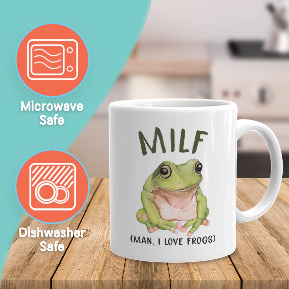 Bubble Hugs Love Card Coffee Mug 11 Oz, Milf: Man, I Love Frogs Funny Hilarious Pun Gift Idea For Couple Valentines Anniversary