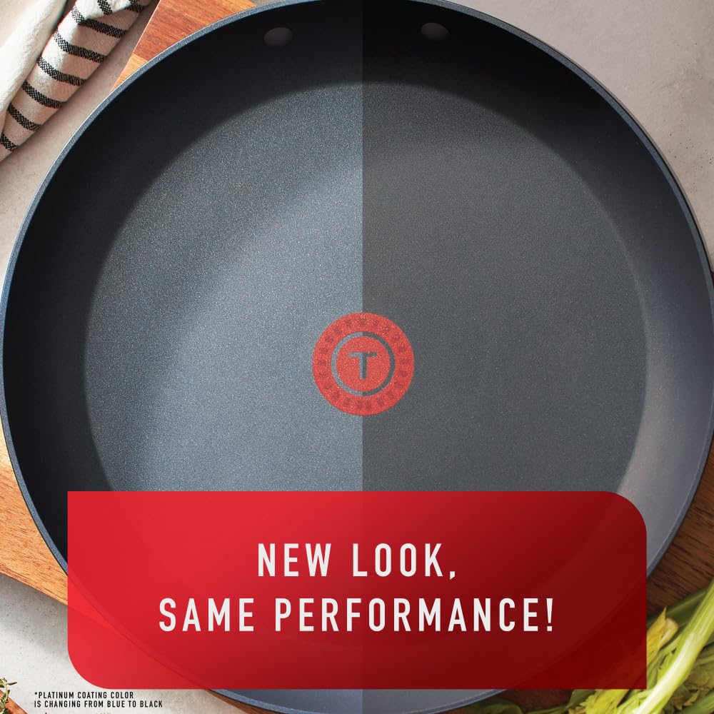 T-Fal Platinum Nonstick Fry Pan 12 Inch Induction Oven Broiler Safe 500F Cookware, Pots And Pans, Dishwasher Safe Black