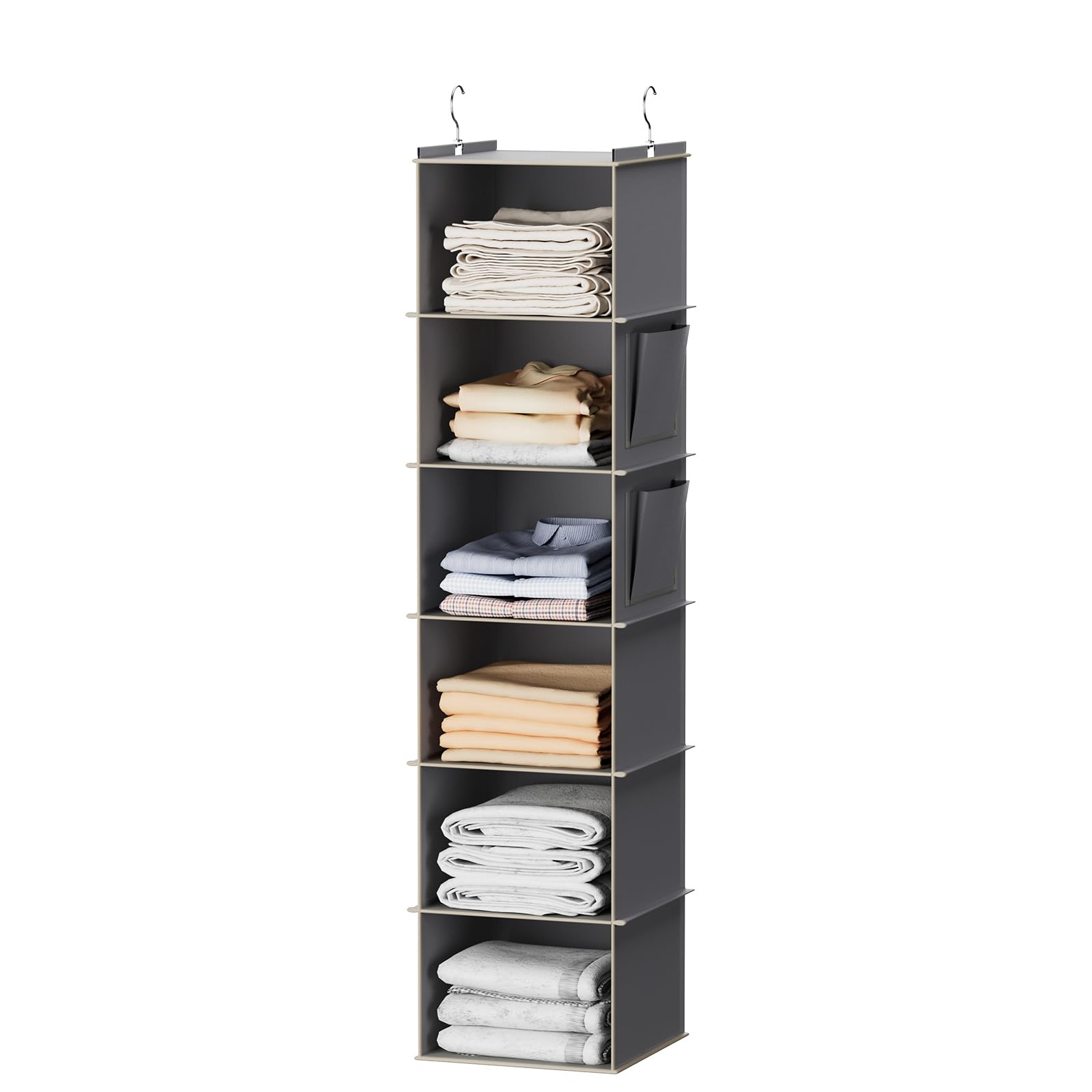 YOUDENOVA Hanging closet Organizer and Storage  6-Shelf closet Hanging Storage Shelves  grey