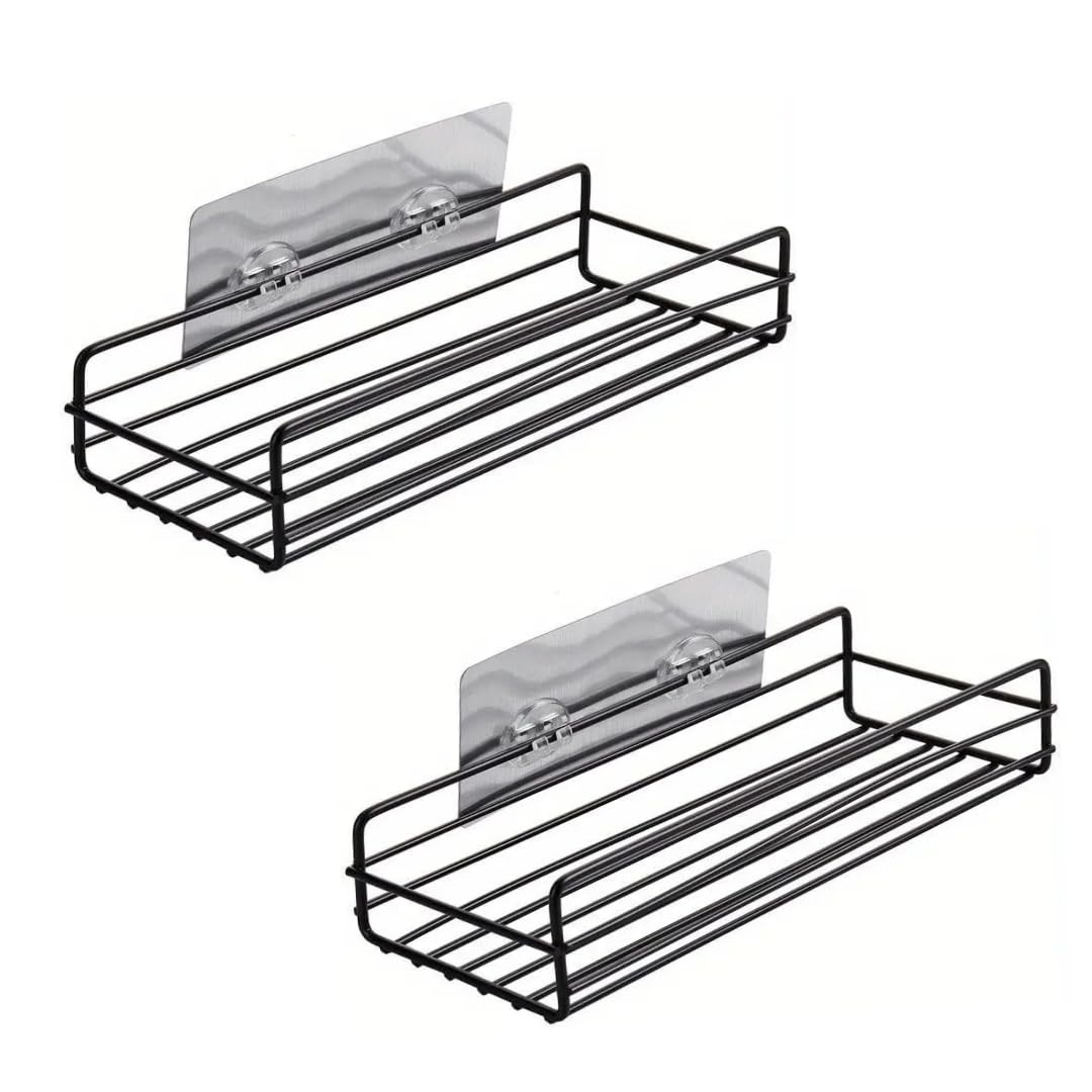 Lahimo Metal Wall Mounted Storage Rack Bathroom Shelves Bathroom Organiser Shelf Rack/Shelf For Kitchen With Magic Adhesive Stic