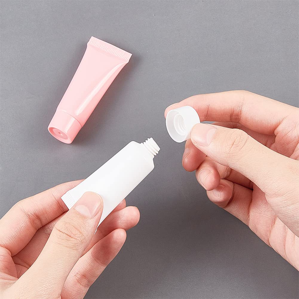 Benecreat 24Pcs 5Ml/10Ml 6-Colors Plastic Squeeze Tubes Travel Size Makeup Sample Bottles With 4Pcs Funnel And 2Pcs 5Ml Syringe