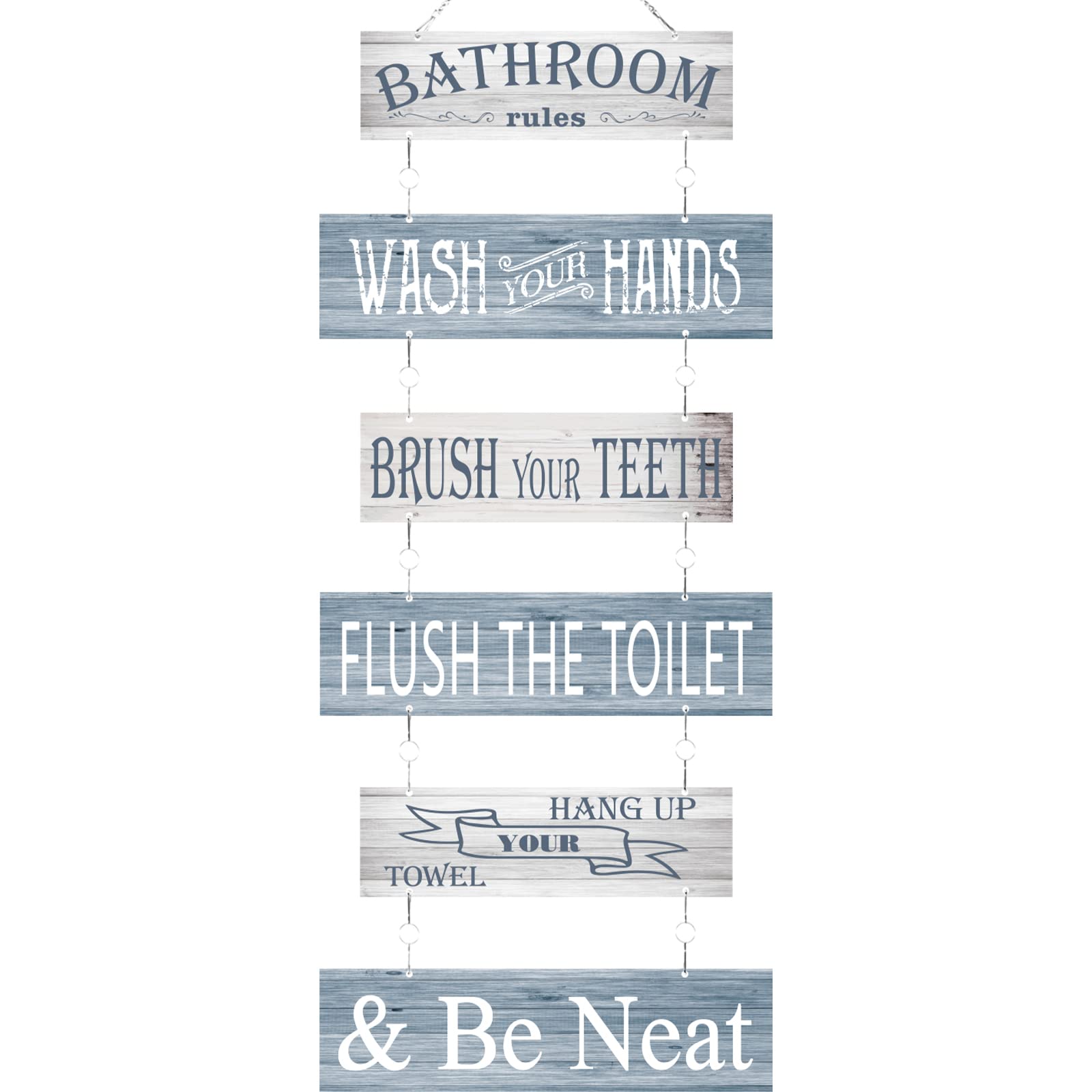 Bathroom Rules Signs Bathroom Wall Decor 6 Pcs Wooden Wall Decor 24 x 11 Inches Toilet Hanging Decoration Farmhouse Toilet Signs