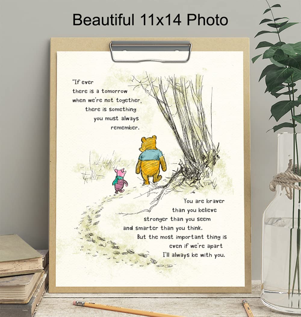 Winnie Pooh Wall Art - Kids Wall Art - Boys Room, Baby Nursery Decor - Girls Bedroom Print - Wall Decor for Toddlers - Always Re