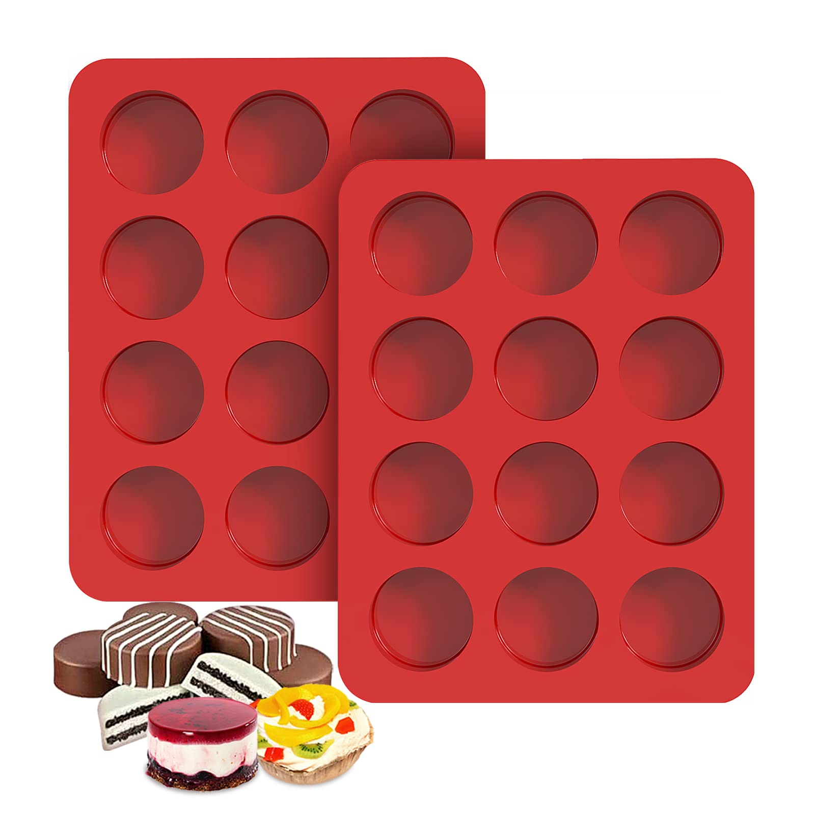 2 Inch Chocolate Covered Oreo Molds Silicone - Set Of 2-24 Cup Silivo Chocolate Cookie Molds For Baking, Round Silicone Molds Fo