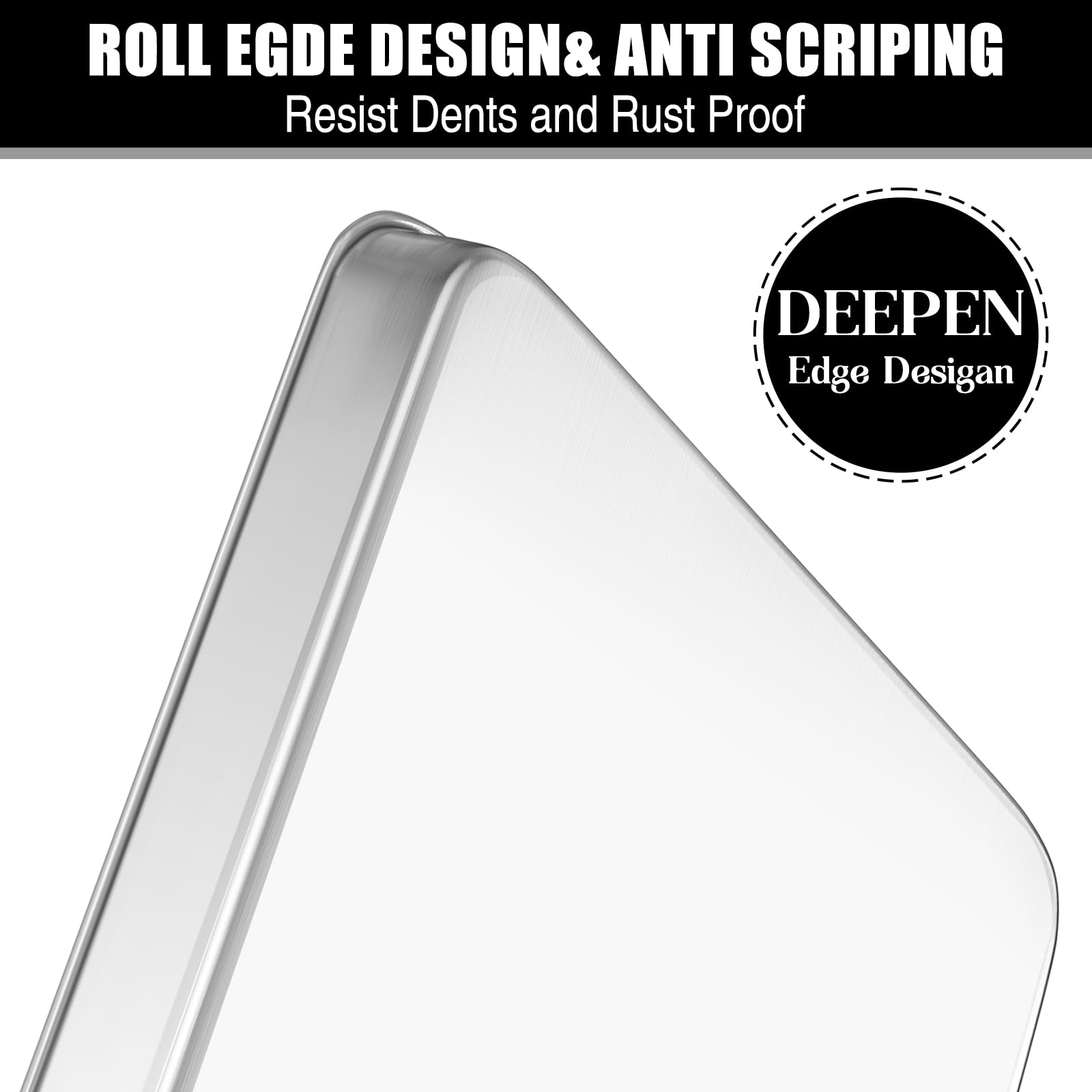 Baking Sheet Cookie Sheet Set Of 2, Umite Chef Stainless Steel Baking Pans Tray Professional 12 Inch, Non Toxic & Healthy, Mirro