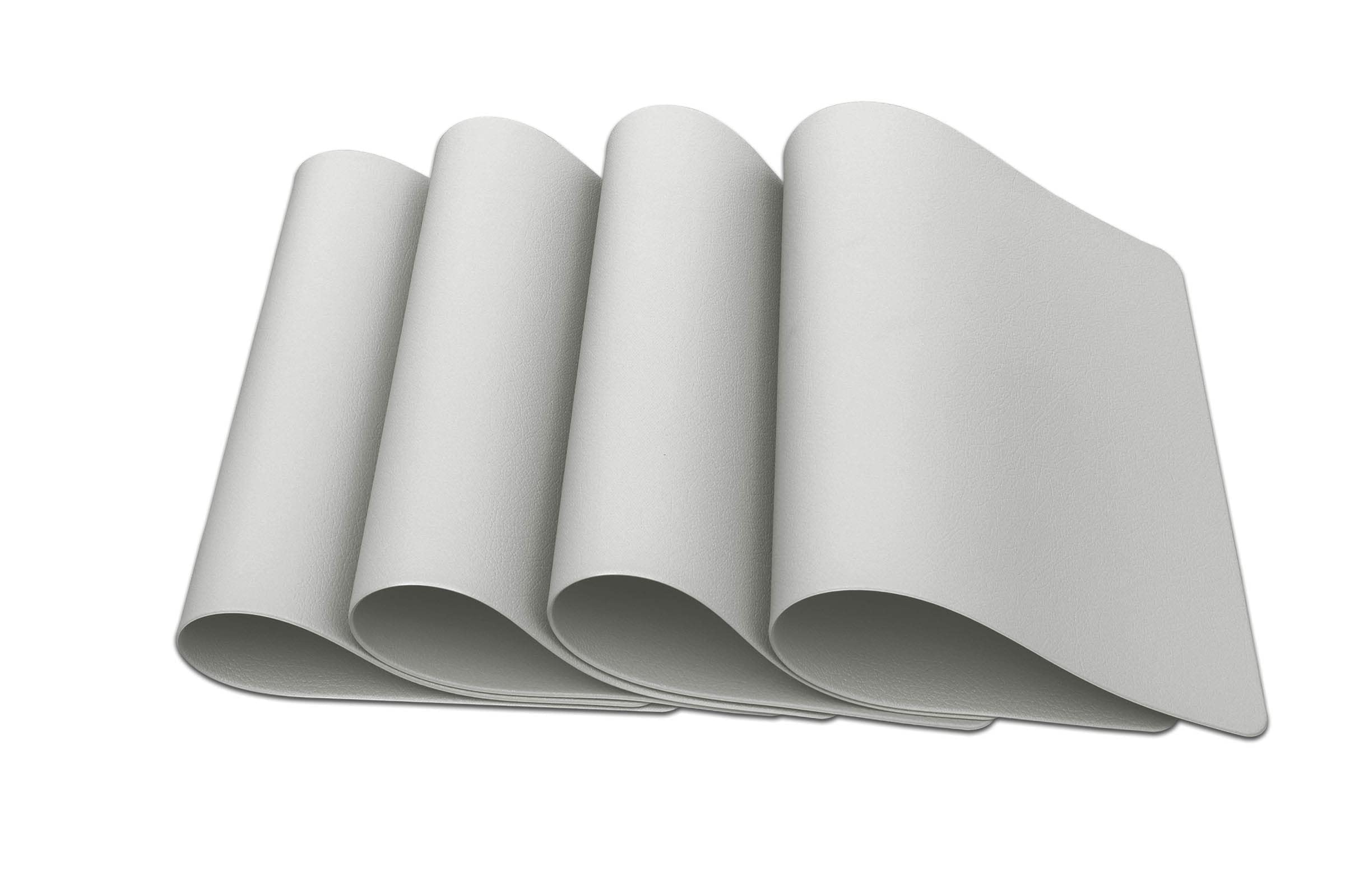 Vinjiasin Placemats Set Of 6 Light Grey Leather Dining Table Mats For Indoor Outdoor Kitchen Waterproof Heat Resistant Wipeable