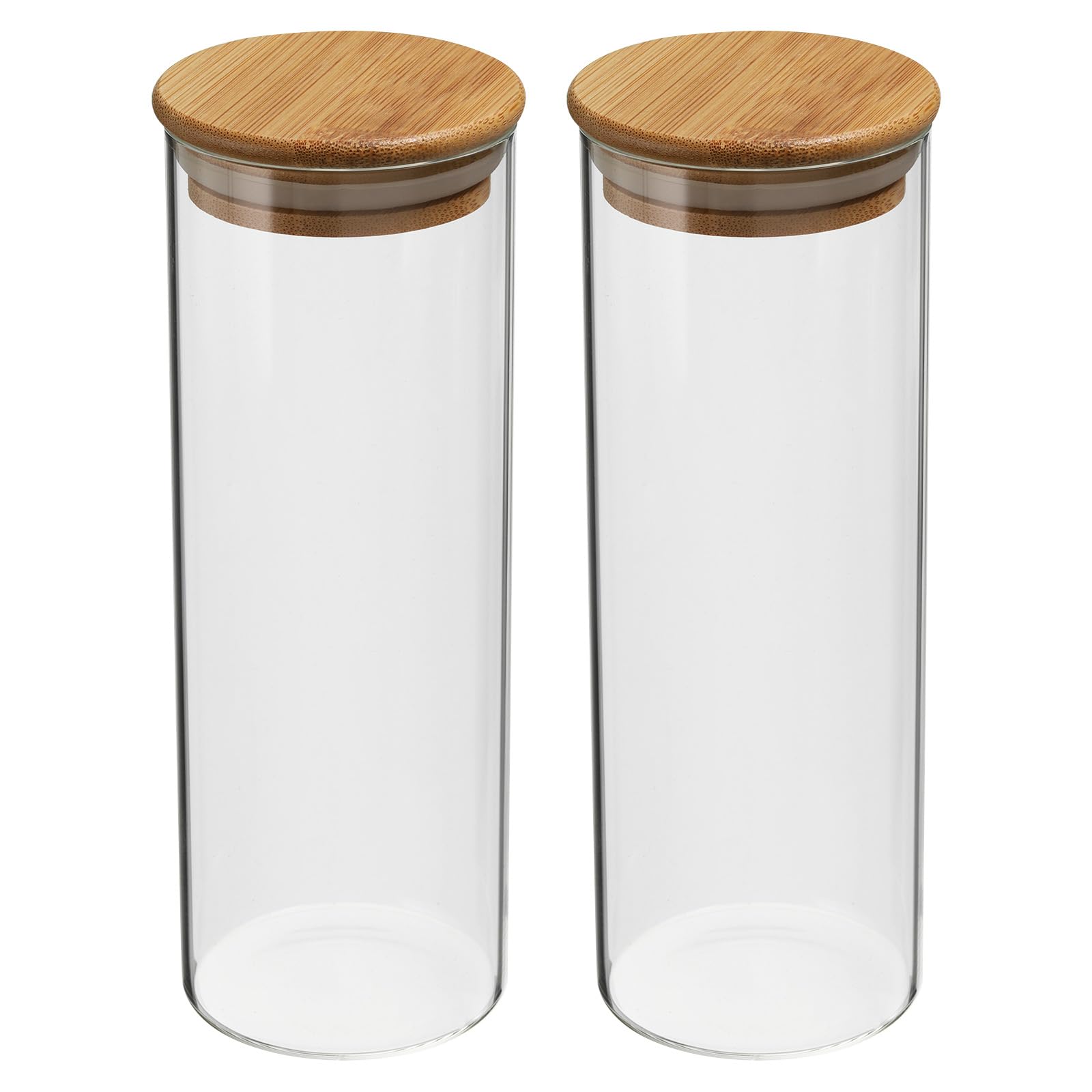 Patikil 17 Oz Glass Jar With Airtight Bamboo Lid, 2 Pack Glass Kitchen Container Clear Food Storage Jar For Nuts Sugar Coffee Be