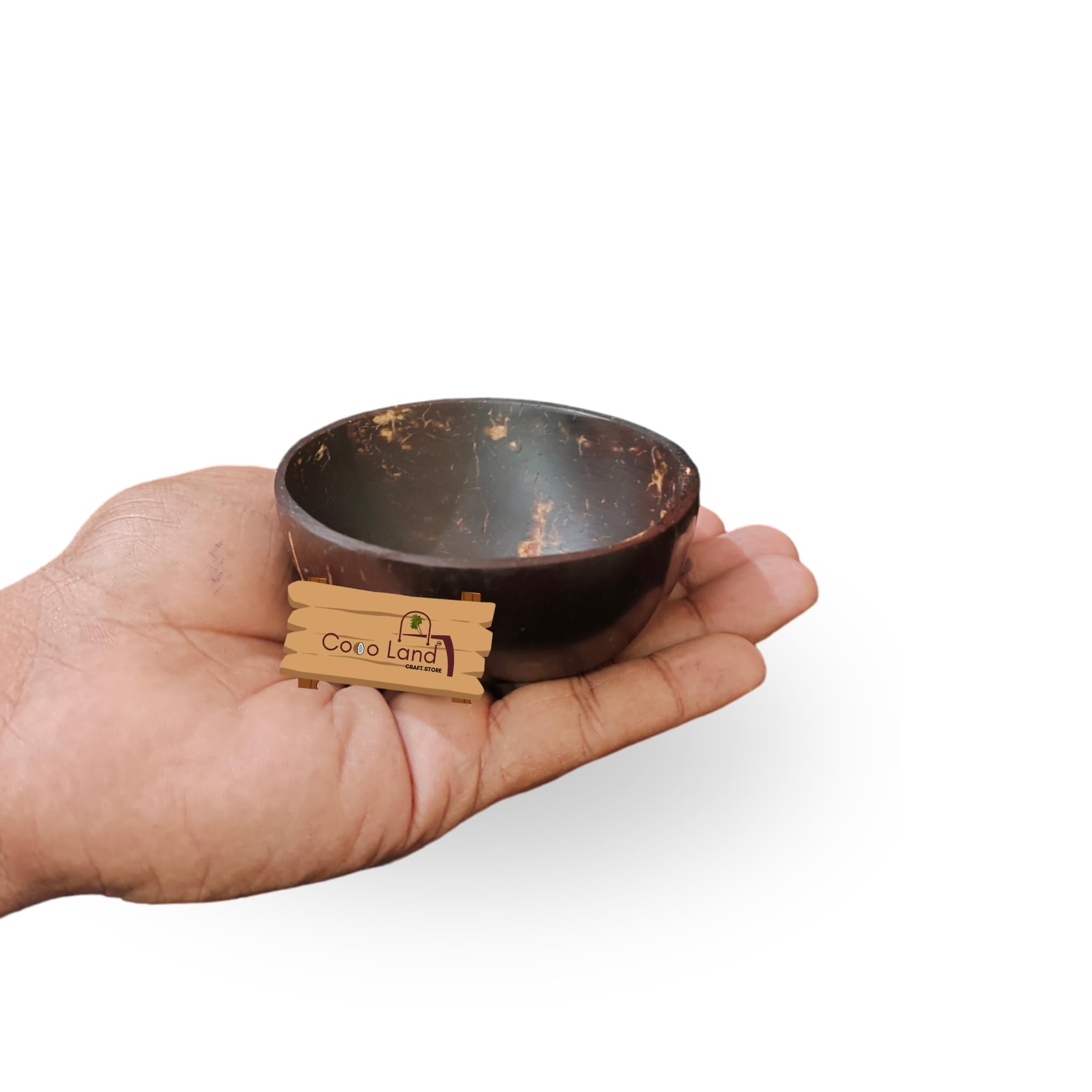 Coco Land Coconut Shell Sausage Bowl (Small Size Pack Of 1) 100 Ml |Coconut Oil Polished Decorative Pots, Chutney,Pickle,Smoothi