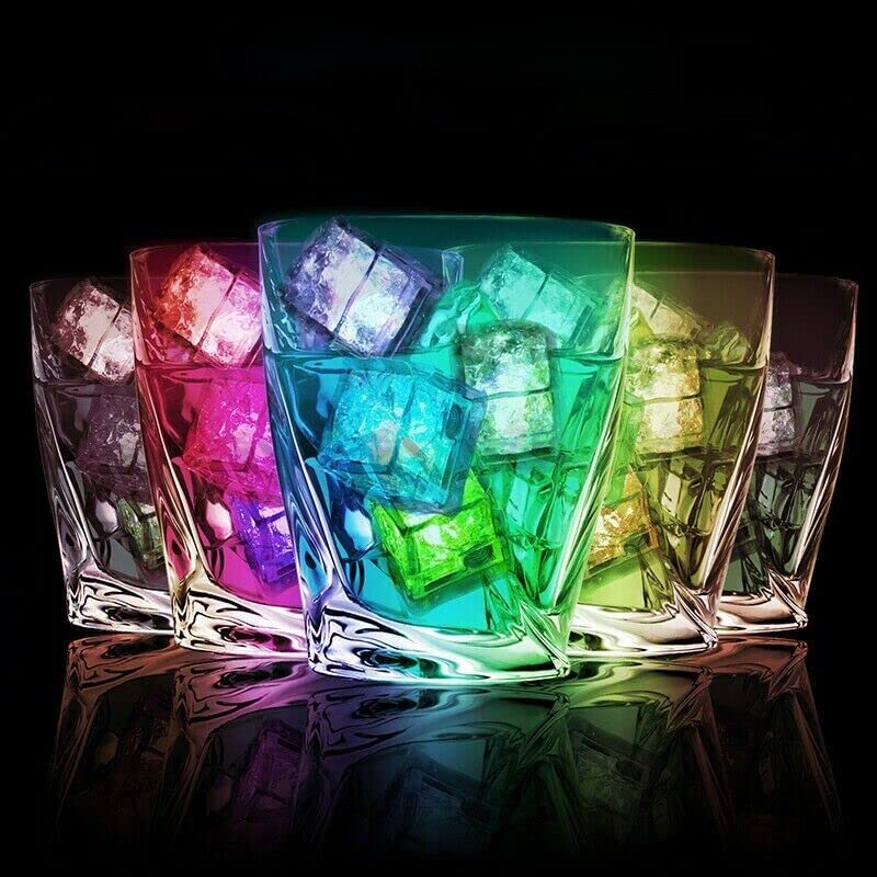 Light Up Ice Cubes,72 Pack Color Changing Led Ice Cubes For Drinks Glow In The Dark Ice Cubes, Reusable Glowing Flashing Ice Cub