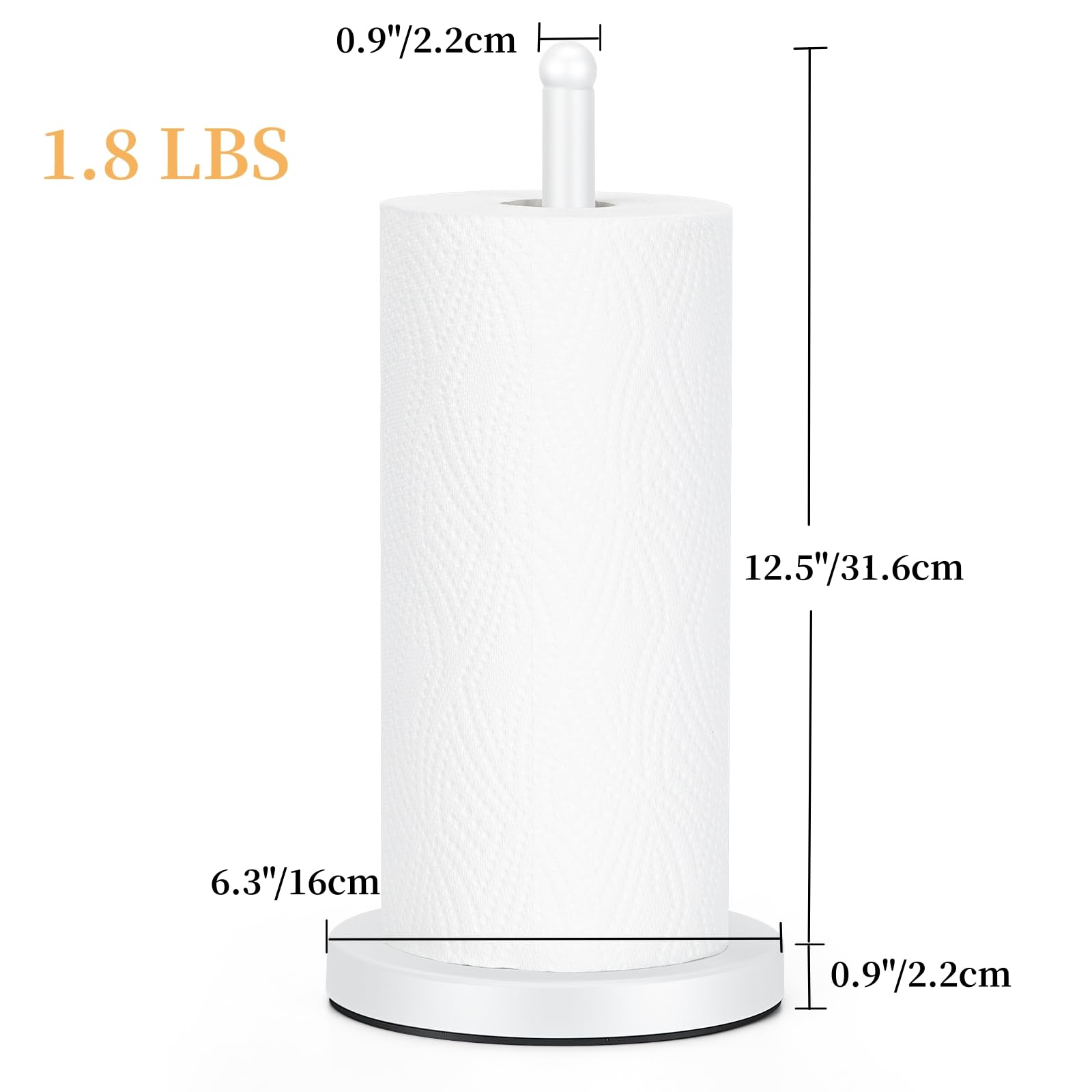 E-Room Trend White Paper Towel Holder Countertop, Weighted Paper Towel Holder Stand, Free Standing Paper Towel Holder, Paper Tow