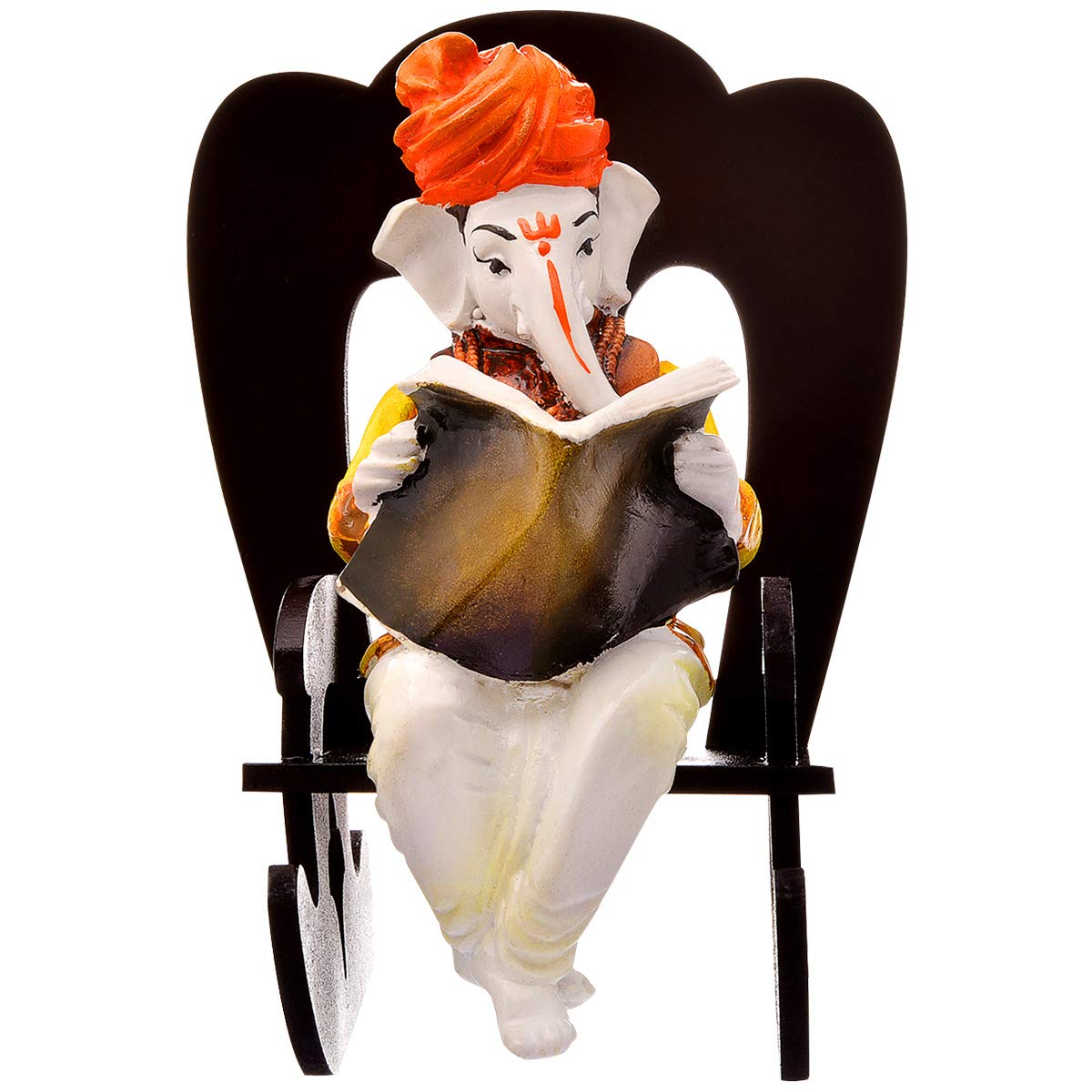 Karigaari - Ideas Hand Crafted Karigaari India Ganesh Idol Polyresin Figurine On Rocking Chairi Vinayagar Statue I Lord Ganesh S