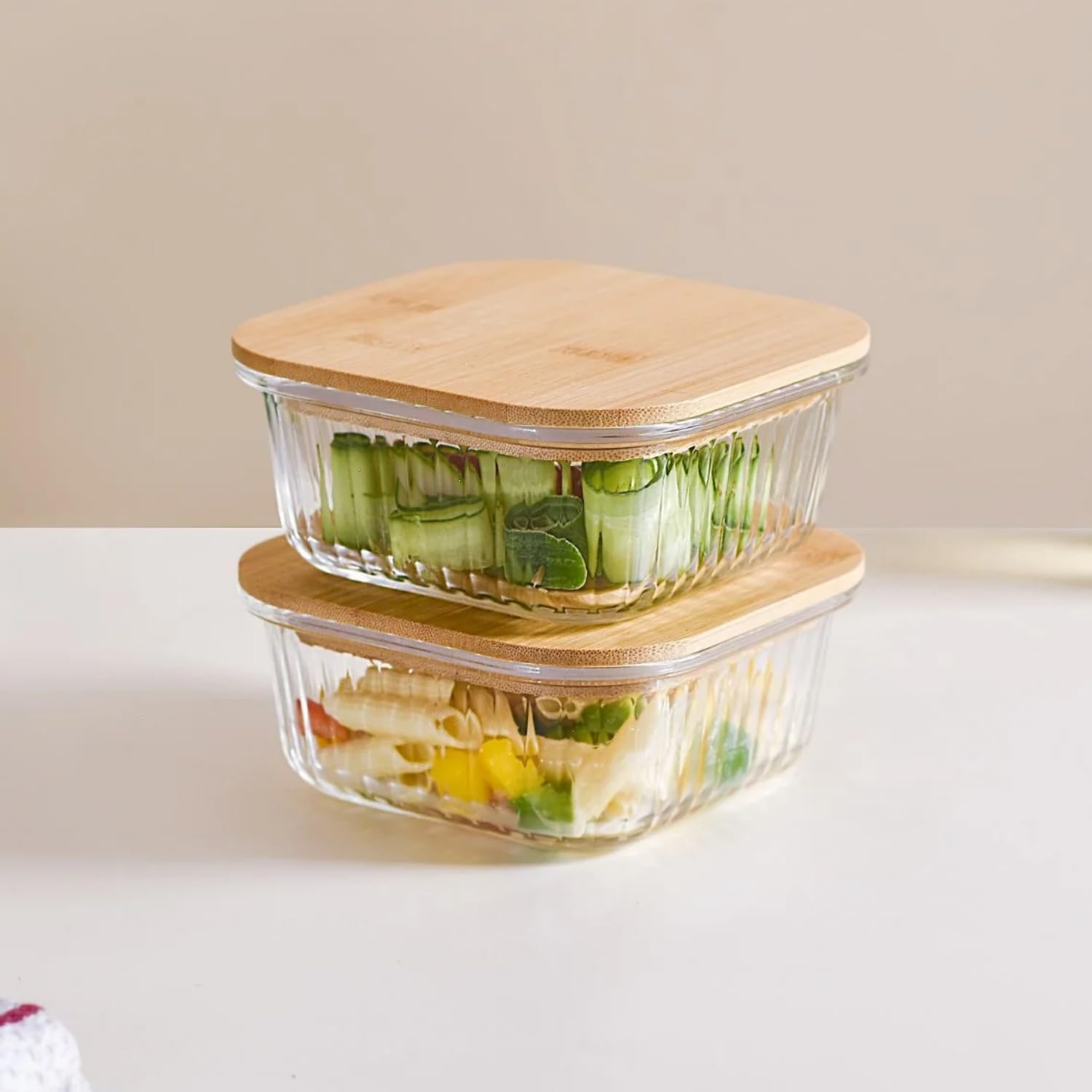 Nestasia Glass Lunch Box For Women And Men (500Ml) - Borosilicate Clear Lunch Box For Office Use, Microwave Safe, Airtight Glass