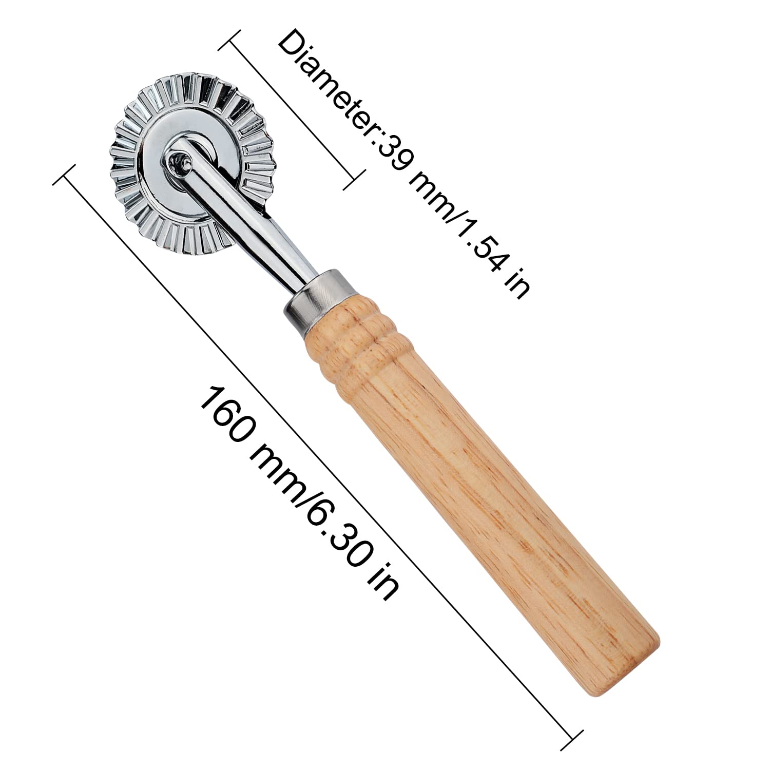 2Pcs Ravioli Cutter Wheel, Pasta Cutter Wheel With Long Wooden Handle Ravioli Crimper Cutter Wheel Zinc Alloy Pasta Cutter Wheel