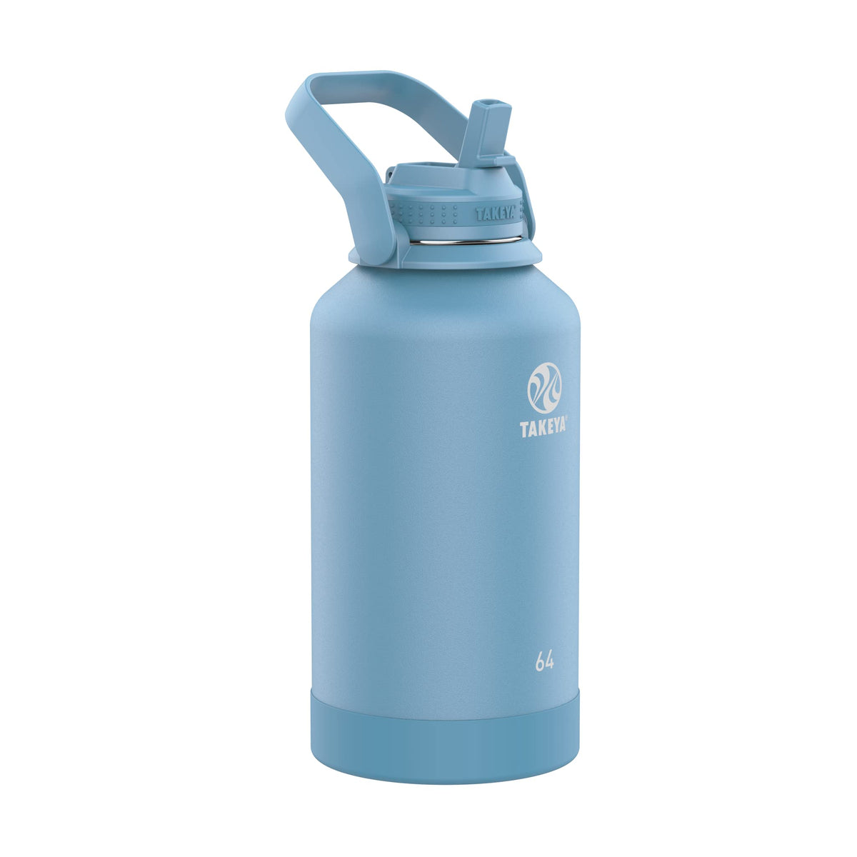 Takeya Actives 64 Oz Vacuum Insulated Stainless Steel Water Bottle With Straw Lid, Premium Quality, Bluestone