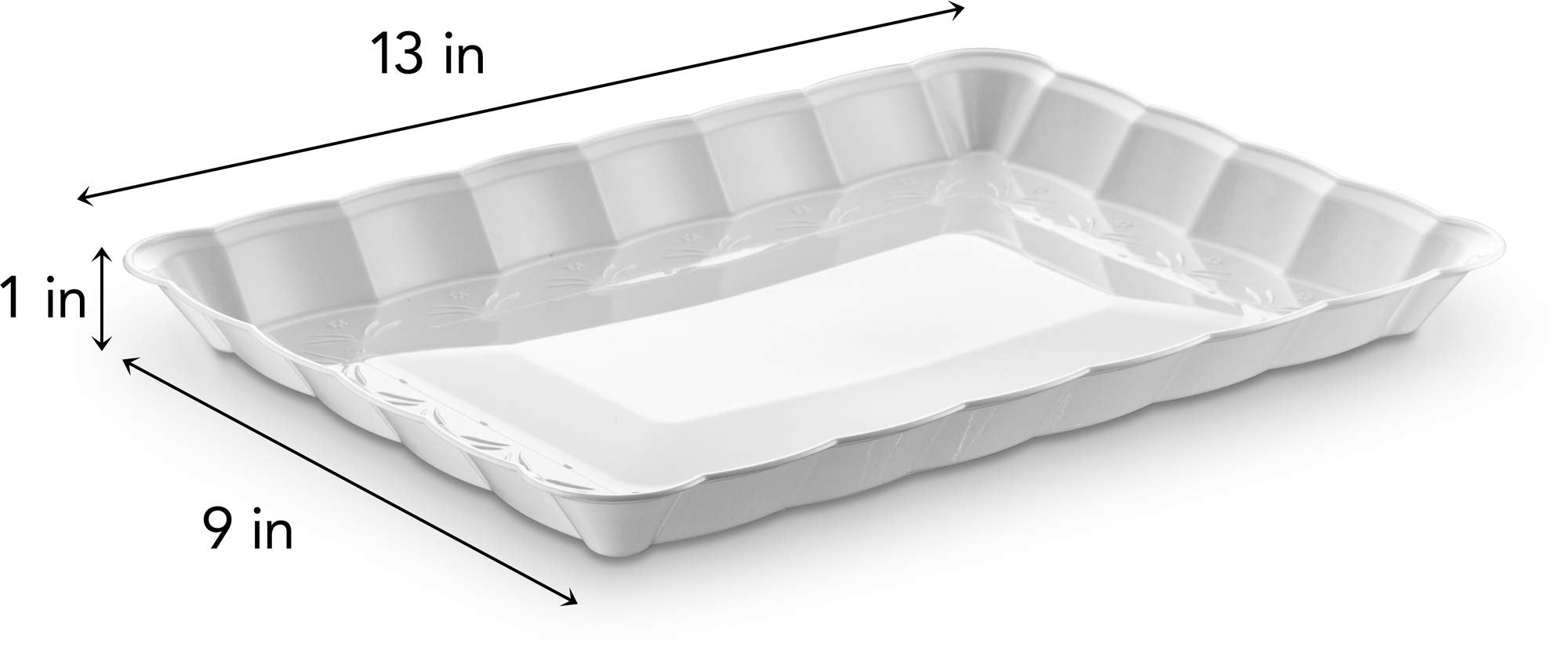 Plasticpro Plastic Serving Trays - Serving Platters Rectangle 9X13 Disposable Party Dish (12, White)