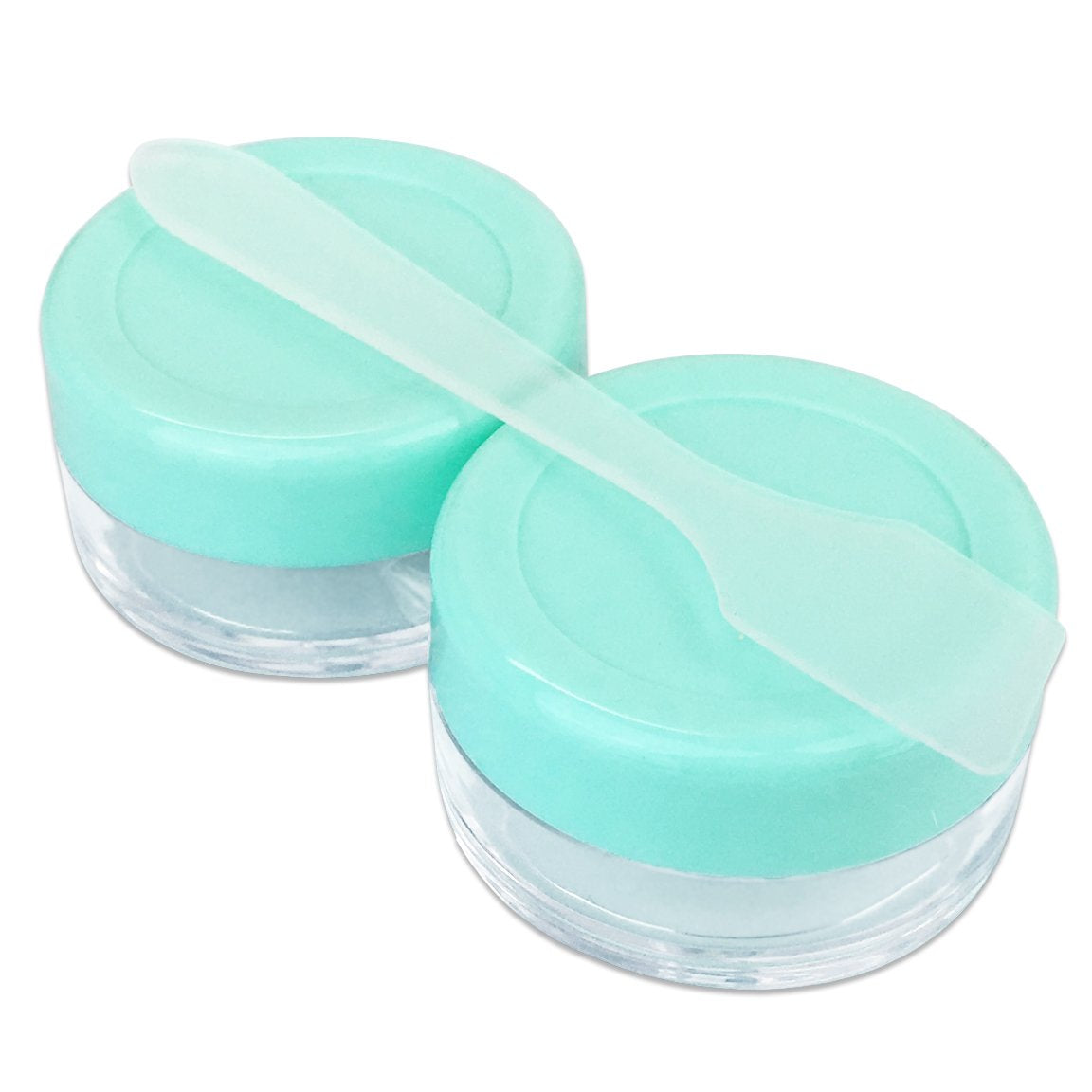 Beauticom 4 Pieces 10G/10Ml Clear Plastic Jars With Light Teal Green Lids Refillable Cosmetic Cream Eye Shadow Nails Powder Gems
