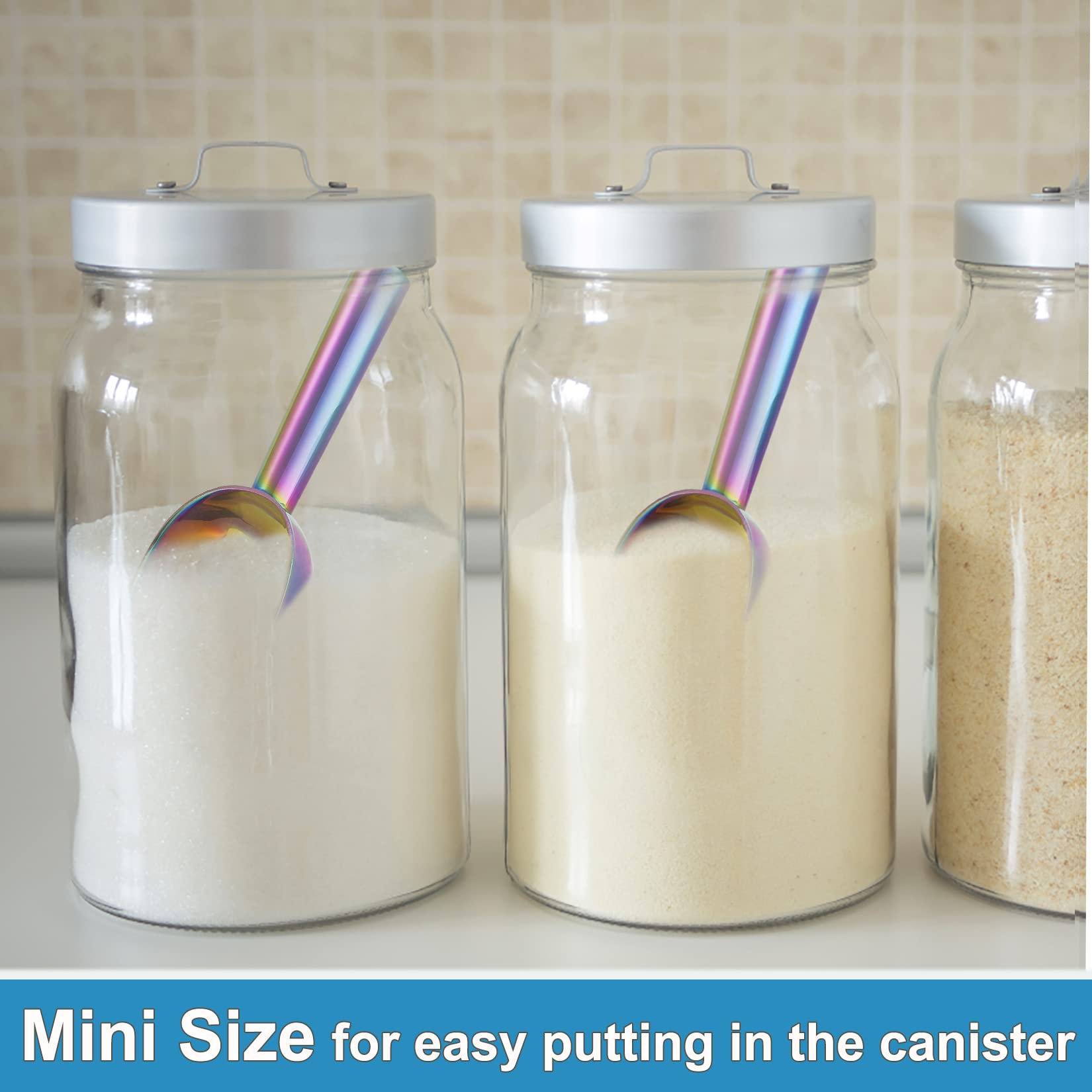 3Oz Mini Scoop Set Of 2, P&P Chef Stainless Steel Small Ice Cube Scoop Candy Sweet Scoops For Home Bar Buffet Wedding Canisters,