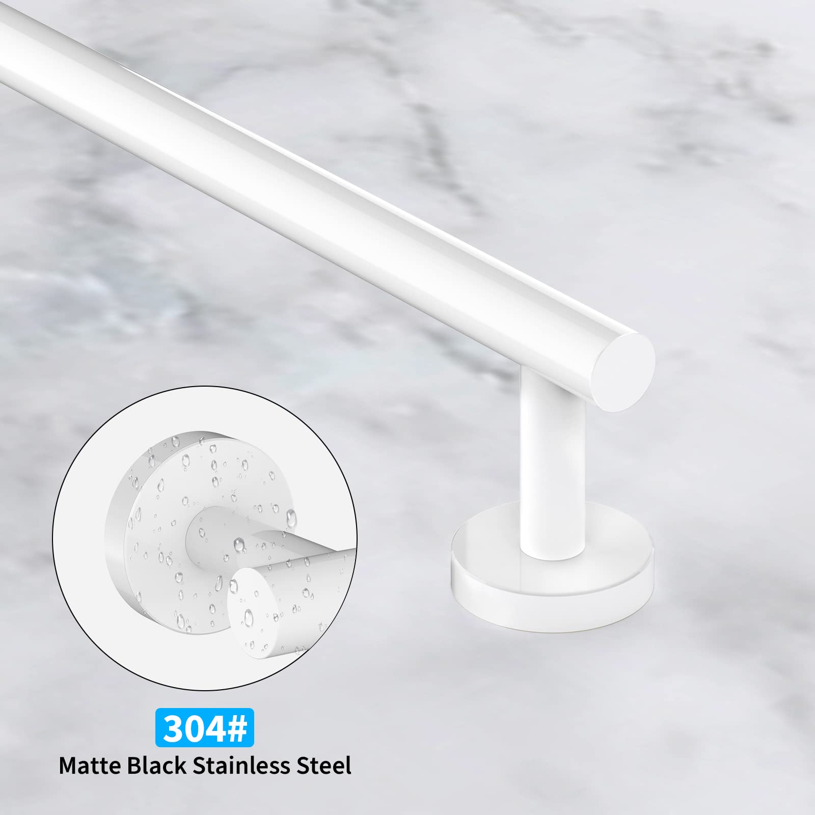 Cilee 2 Pieces White Bathroom Towel Bar  24 Inch Double Towel Racks Bathroom Towel Holder Towel Hanger for Bathroom Stainless Steel Wall Mount