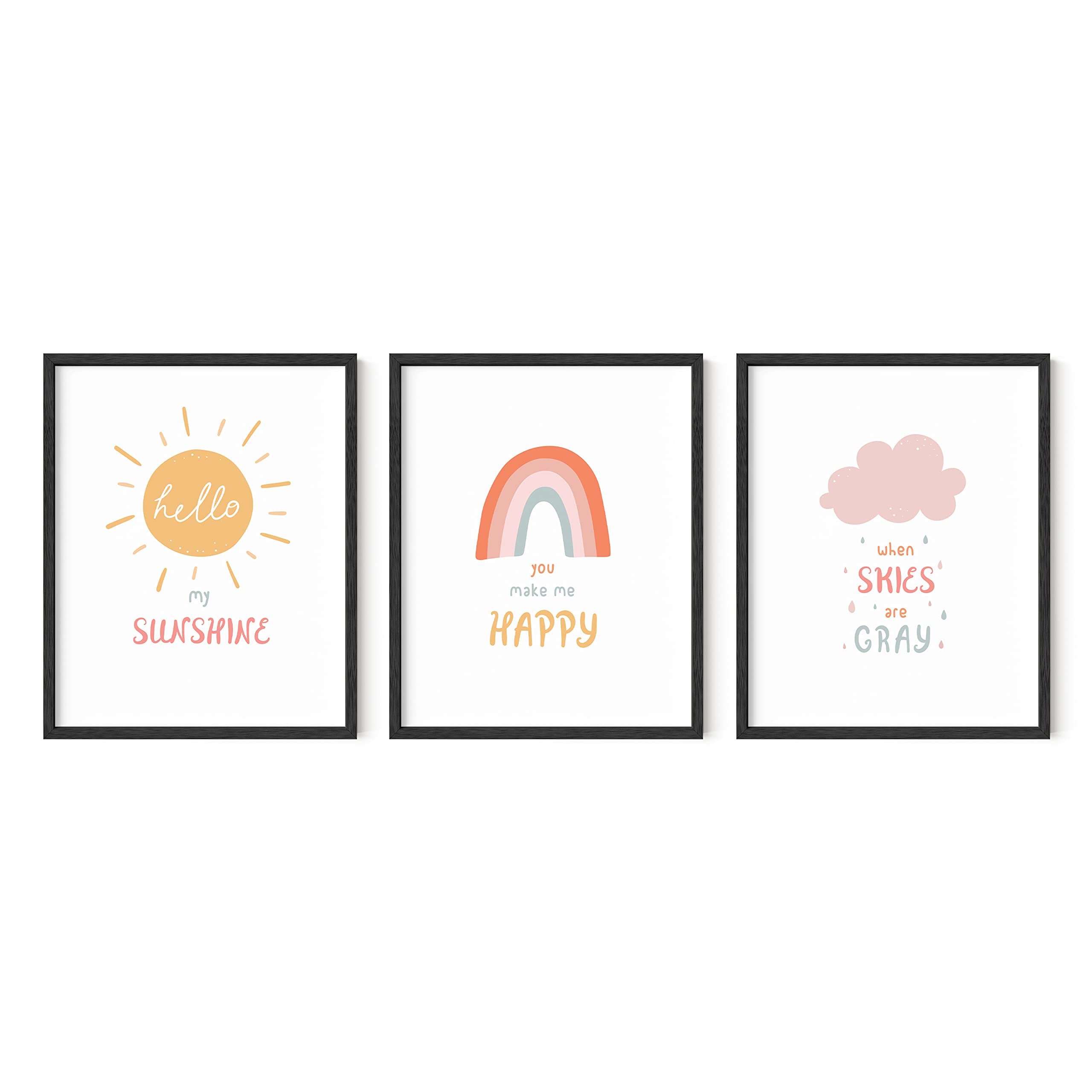HAUS AND HUES Nursery Posters and Rainbow Wall Decor Set of 3 Rainbow Wall Art for Kids | Wall Art for Nursery Girl | Kids Wall 