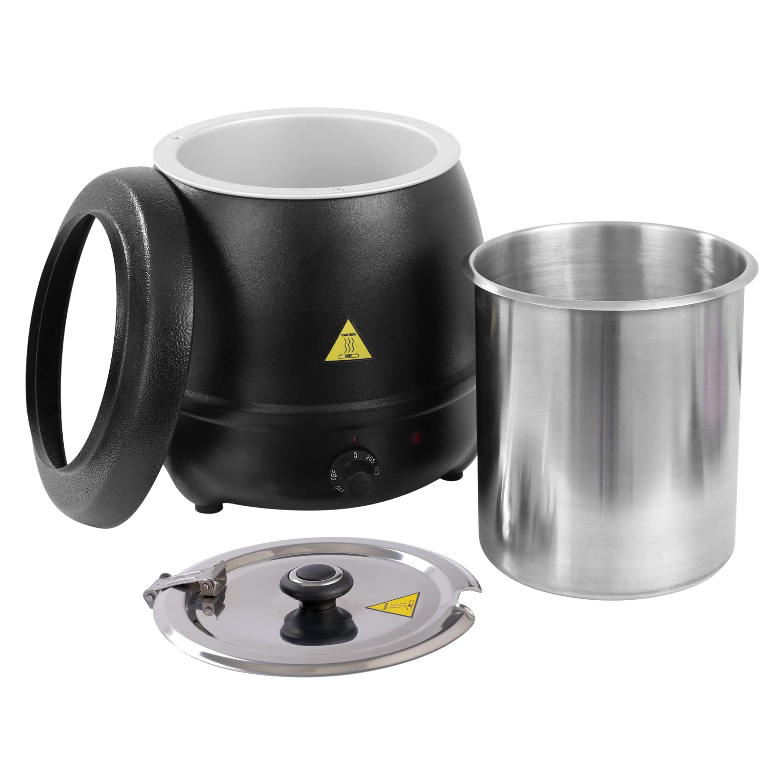 YBSVO 11 Qt. Round Black Countertop Food/Soup Kettle Warmer - 120V  400W