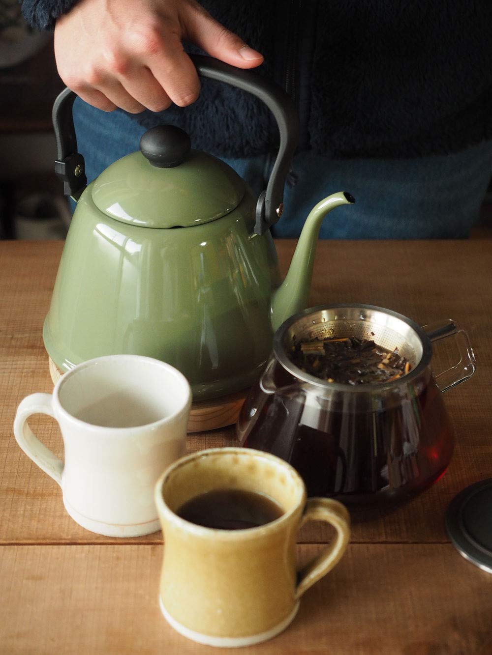 Noda Horo Drip Kettle Ii Enamel, 0.6 Gal (2 L), Induction Compatible, White, Made In Japan Dk-200W