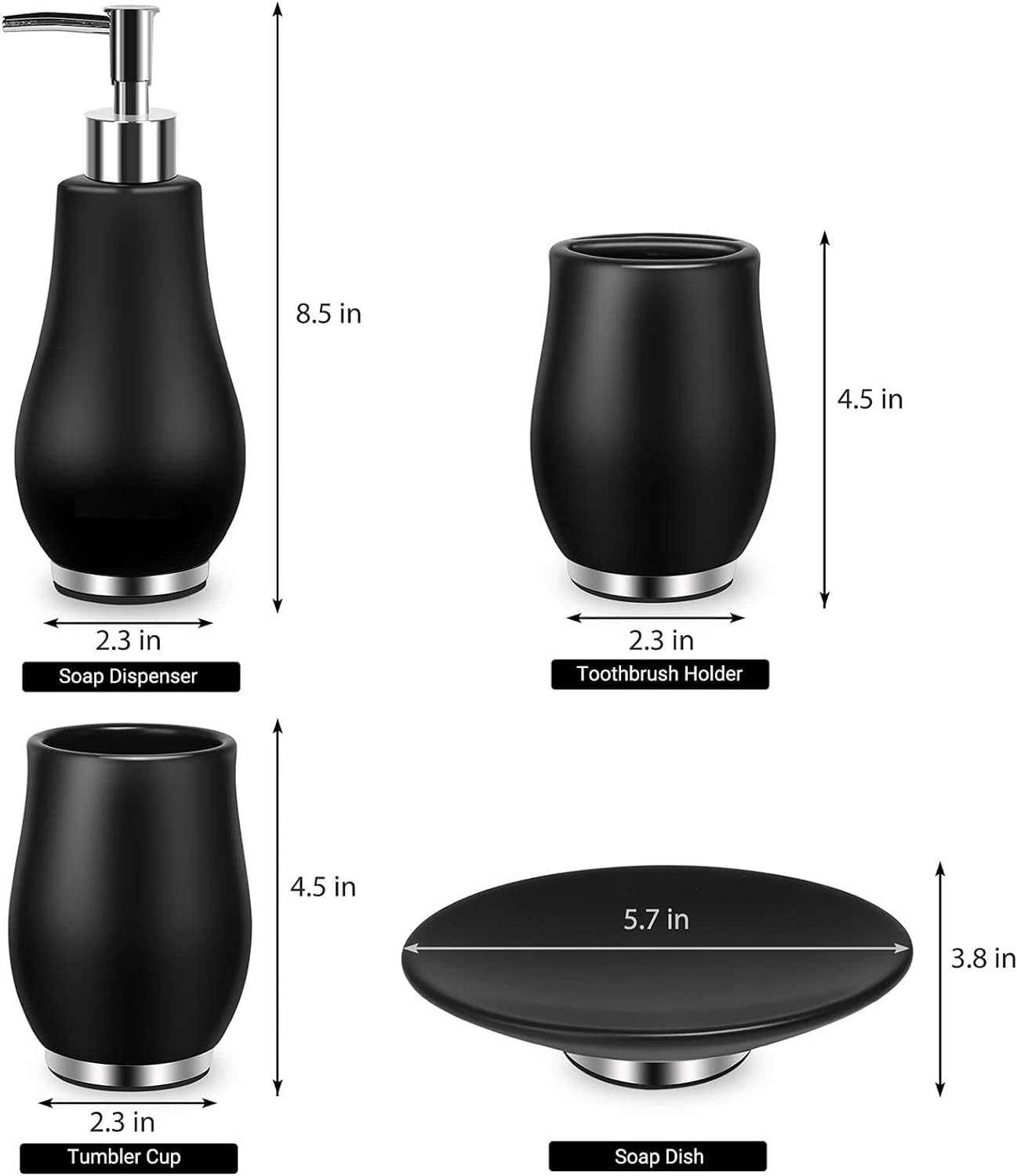 Rqyixi Bathroom Accessories Set 4 Pcs Toothbrush Holder Soap Dispenser Ceramic Bathroom Accessory Set With Toothbrush Cup Soap D