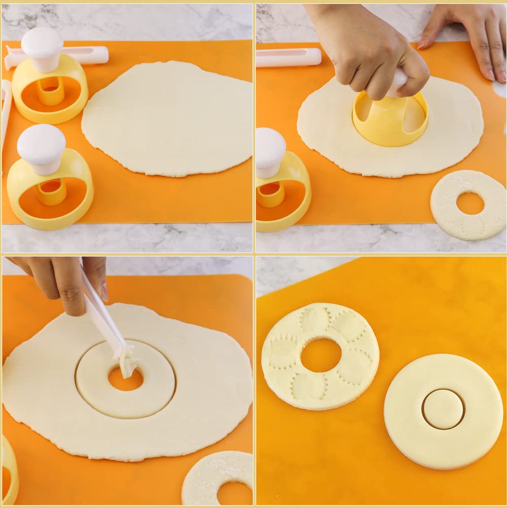 Hengke 2 Pack Plastic Donut Cutters With Dipping Pliers Doughnut Mould Doughnut Maker Diy Doughnut Baking Tool Non-Stick Donut M