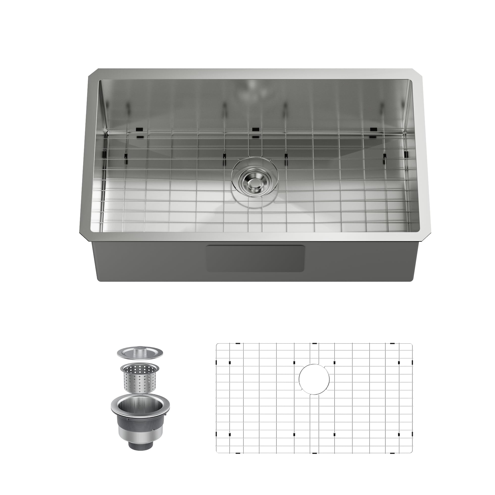 Bonnlo Undermount Commercial Kitchen Sink,32''  19''  10'' Stainless Steel Utility Farmhouse Sink, Deep Workstation Sink, Single