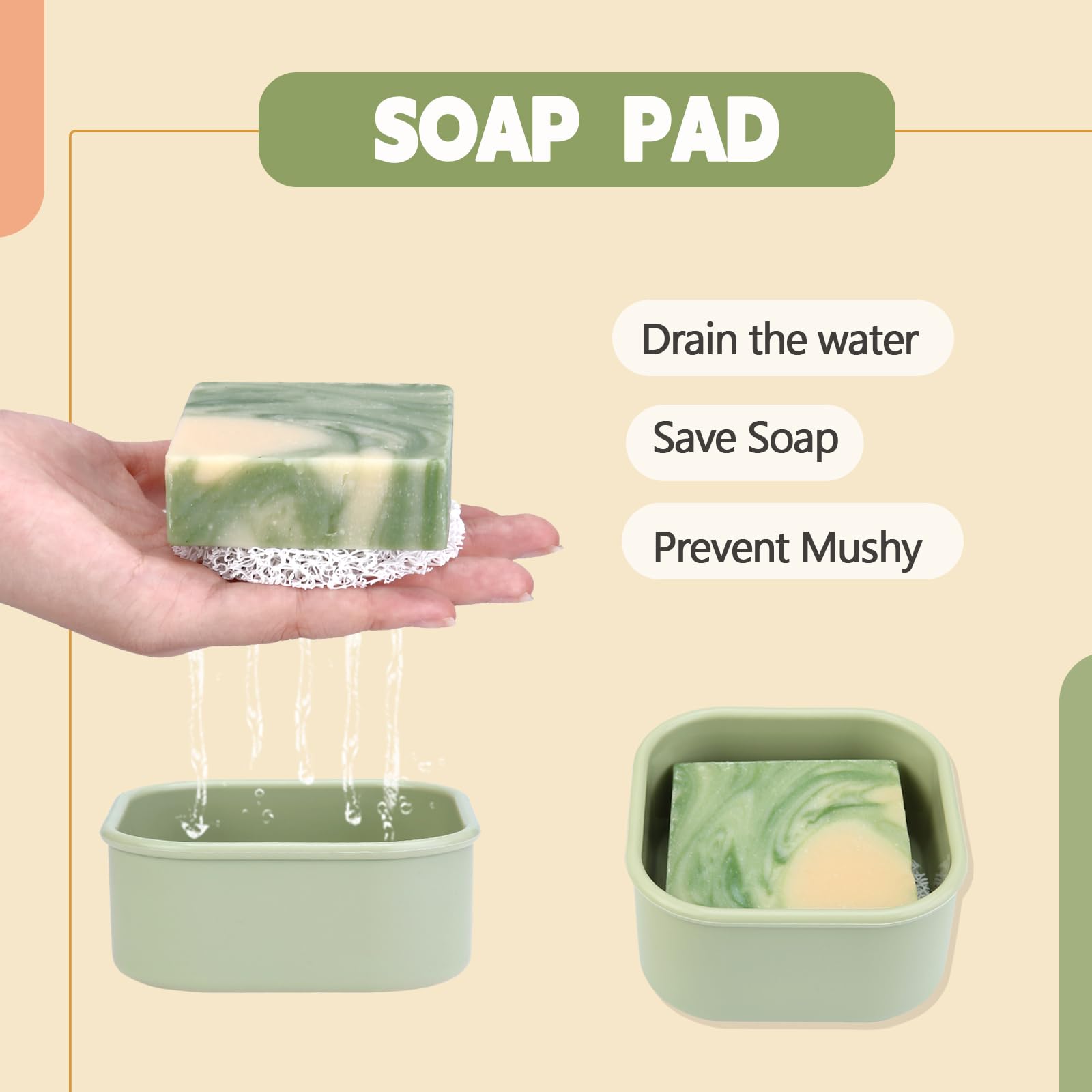 Travel Soap Container, Leakproof Soap Case, Square Shampoo Bar Case, Leakproof Soap Box With Draining Layer, Slip-Resistant Port