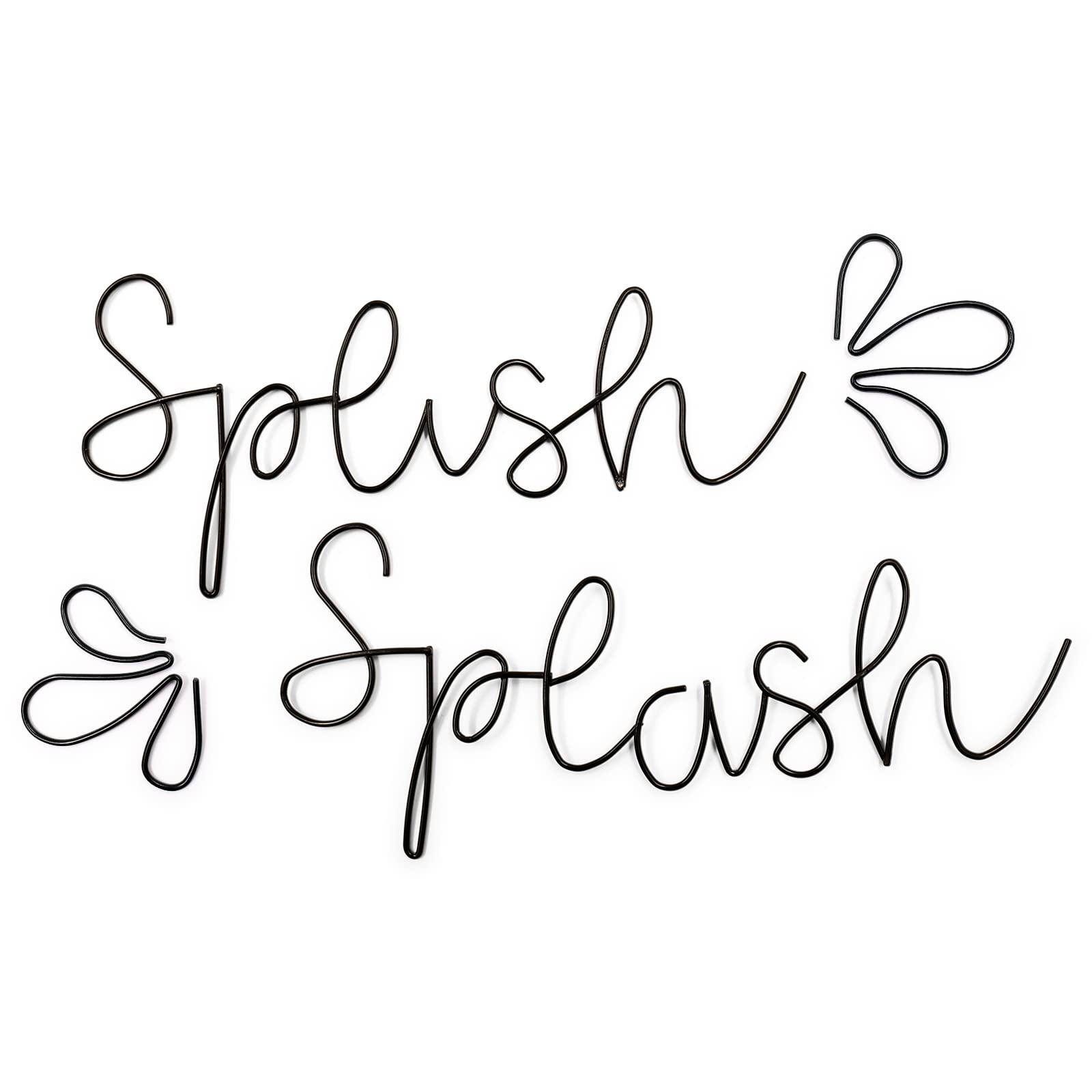 Qmetalart Splish Splash Bathroom Decor Wall Art Black Metal Wire Words Funny Signs Housewarming Wedding Gift Ideas