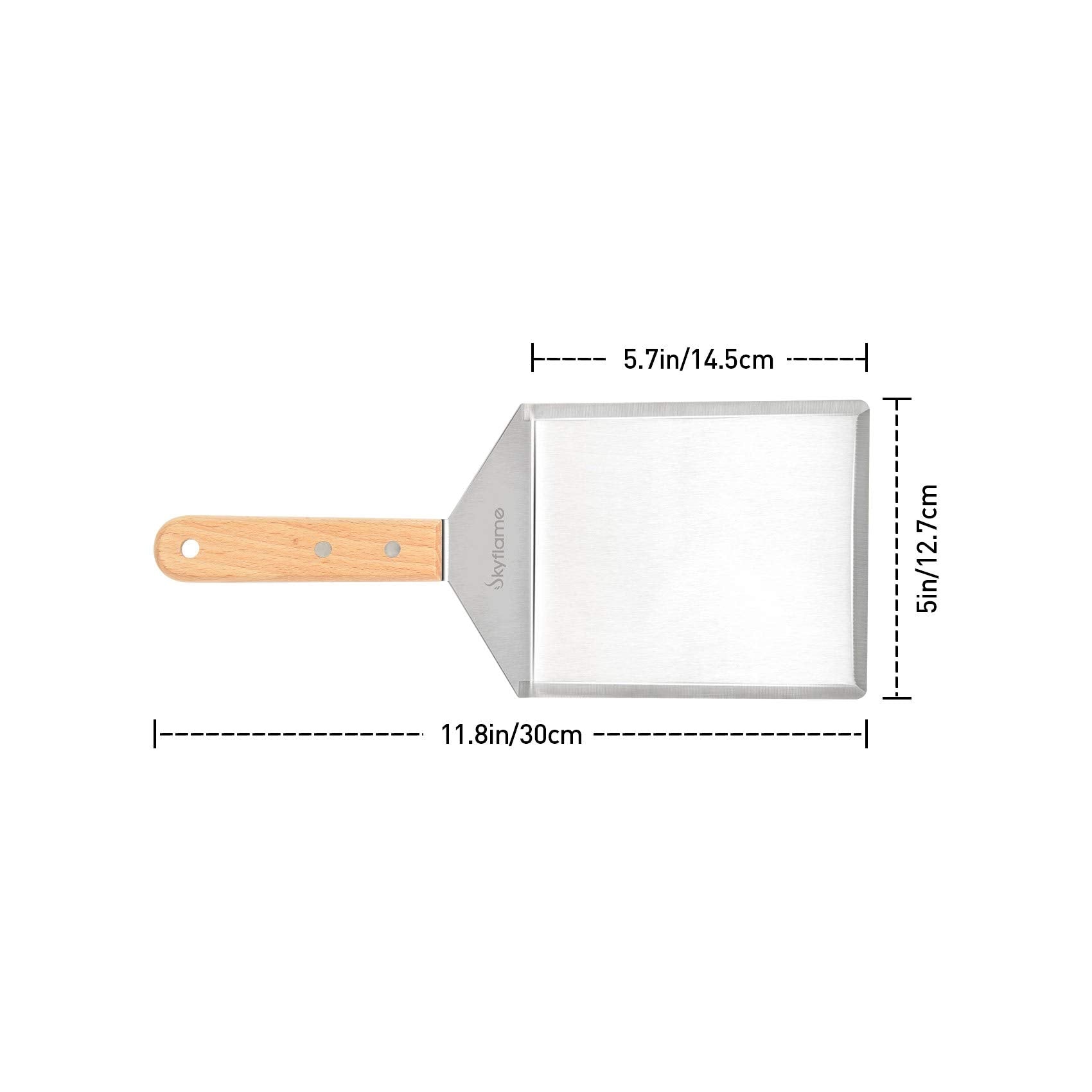 Skyflame Stainless Steel Griddle Spatula - Griddle Accessories 6 X 5 In Hamburger Turner Scraper With Cutting Edge, Great For Pa
