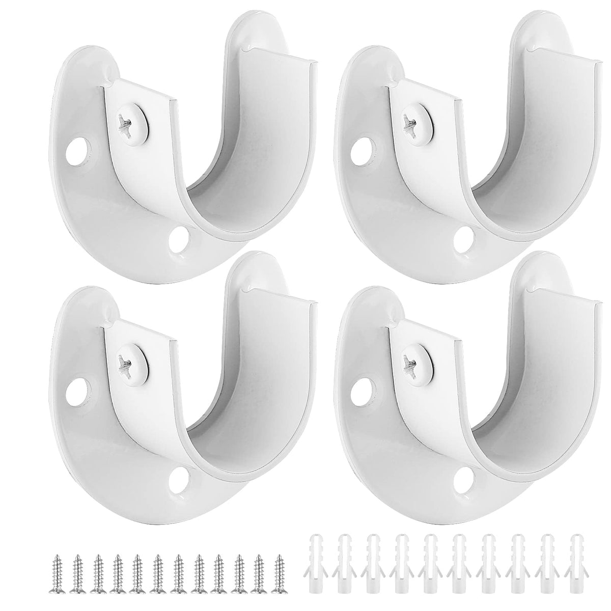 Suiwotin 4 Packs Stainless Steel Closet Rod End Supports 1-1/3 Inch Wardrobe Bracket Heavy Duty Closet Pole Sockets Flange Rod H