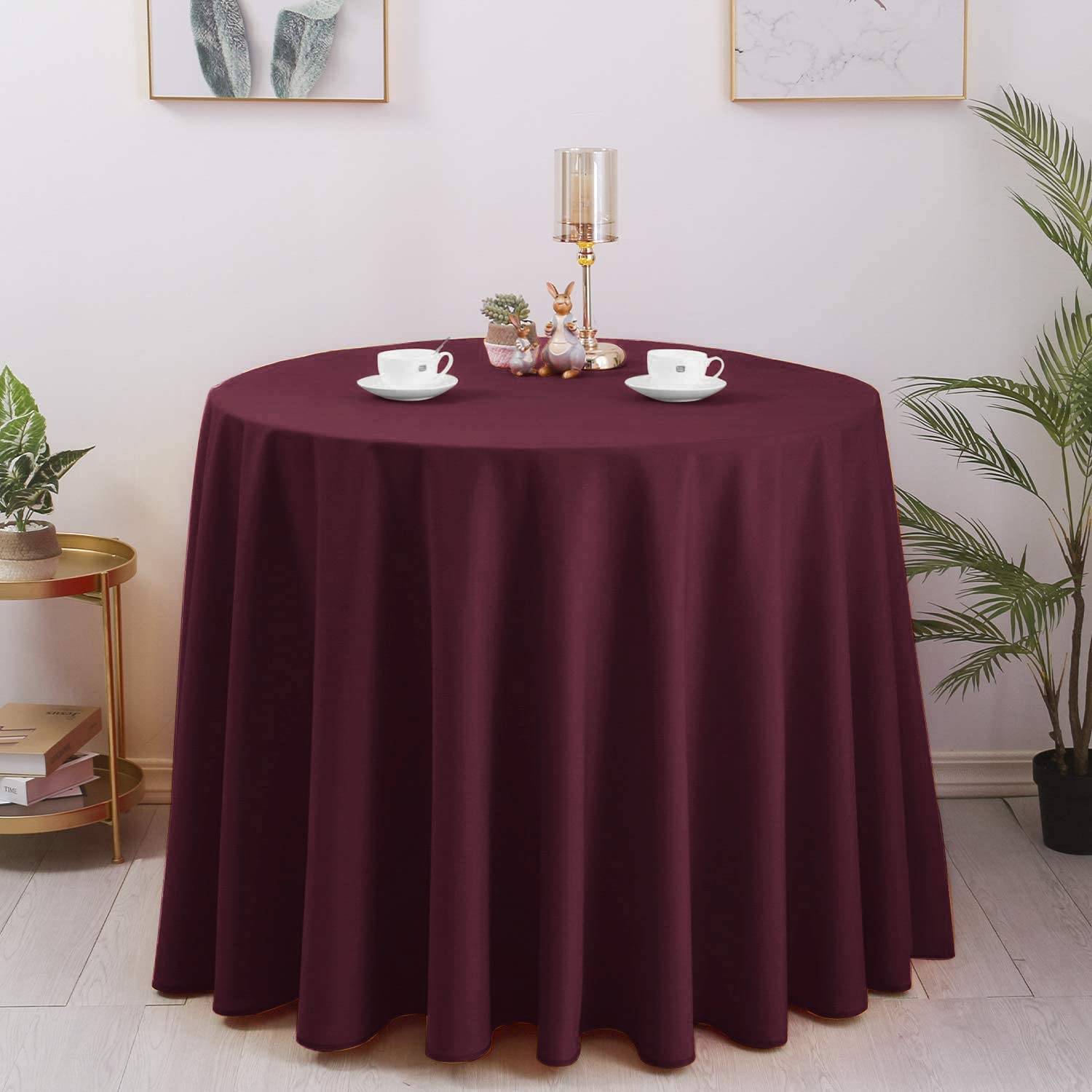 Hiasan Christmas Round Tablecloth 108 Inch - Waterproof Stain Resistant Spillproof Polyester Fabric Table Cloth For Dining Room