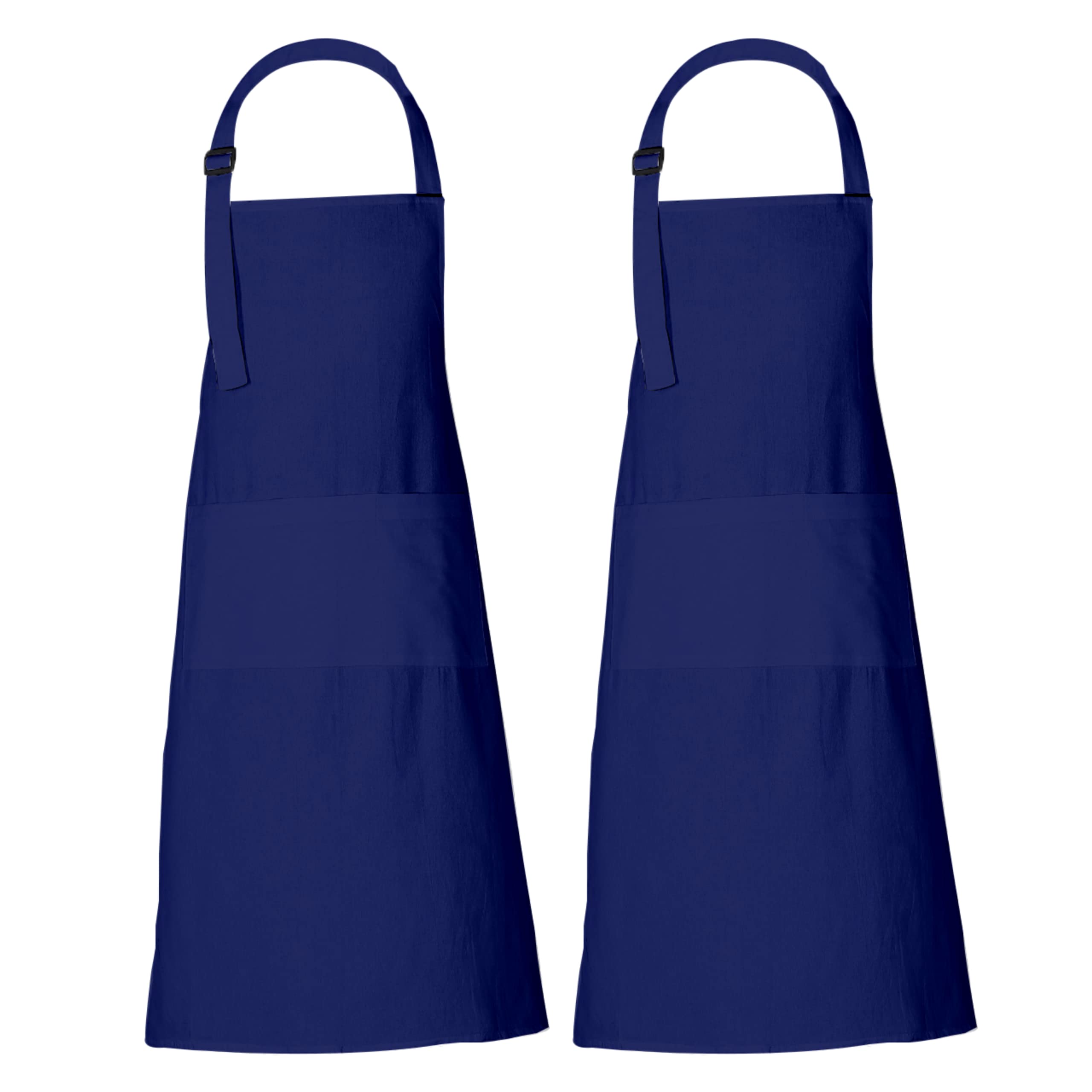 Rajrang Chef Apron For Women Men With Pockets Cotton Kitchen Cooking Full Plain Aprons Sodalite Blue 35X27 Inches, Pack Of 2