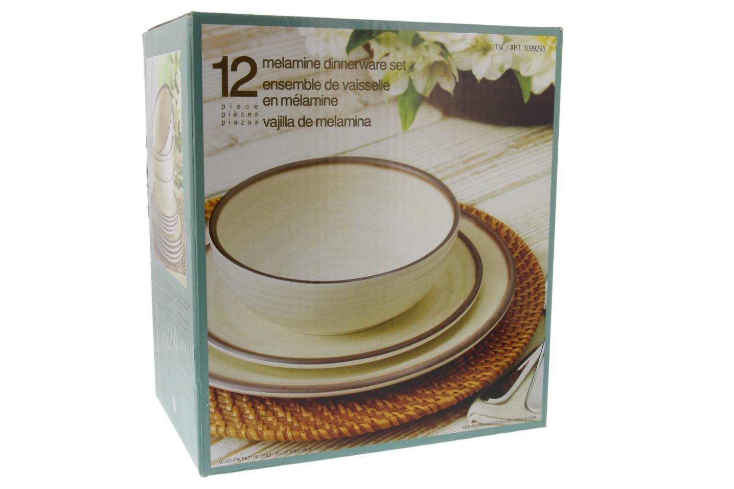 Melamine Dinnerware 12 Piece Set - Cream Color
