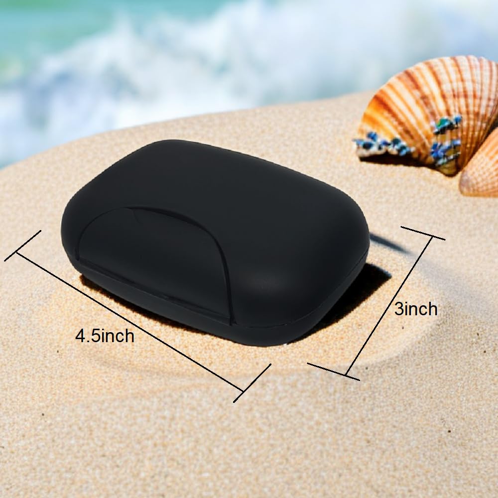 Vonpri Soap Holder Container  Portable Bar Soap Saver Scrubber Case for Bathroom and Kitchen (Black)