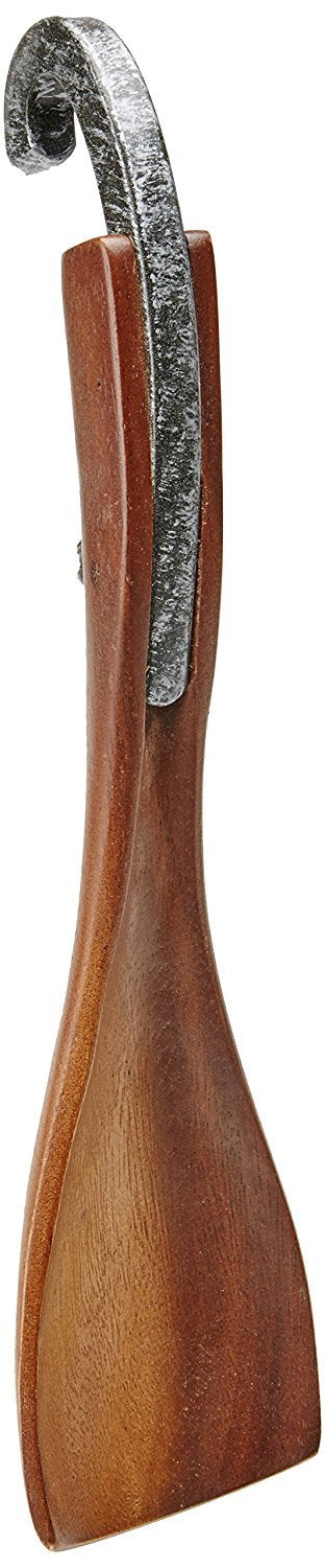 Nambe Anvil Salad Bowl With Servers | Large Wooden Serving Bowl For Fruit, Salads | Made Of Acacia Wood And Iron Finished Nambe