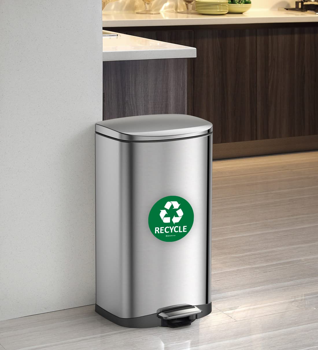 Ignixia (Pack Of 04) Recycle & Trash Stickers Indoor & Outdoor Trash Bin Decals Recycle & Trash Symbols Sticker 4 X 4 Inches Sel