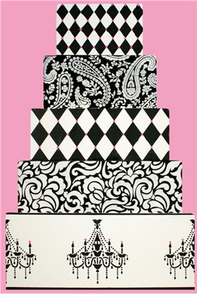 Designer Stencils Chandelier Stencil Set Cake And Cookie Stencils, Beige/Semi-Transparent, 2.5'', 3.5'', 5''