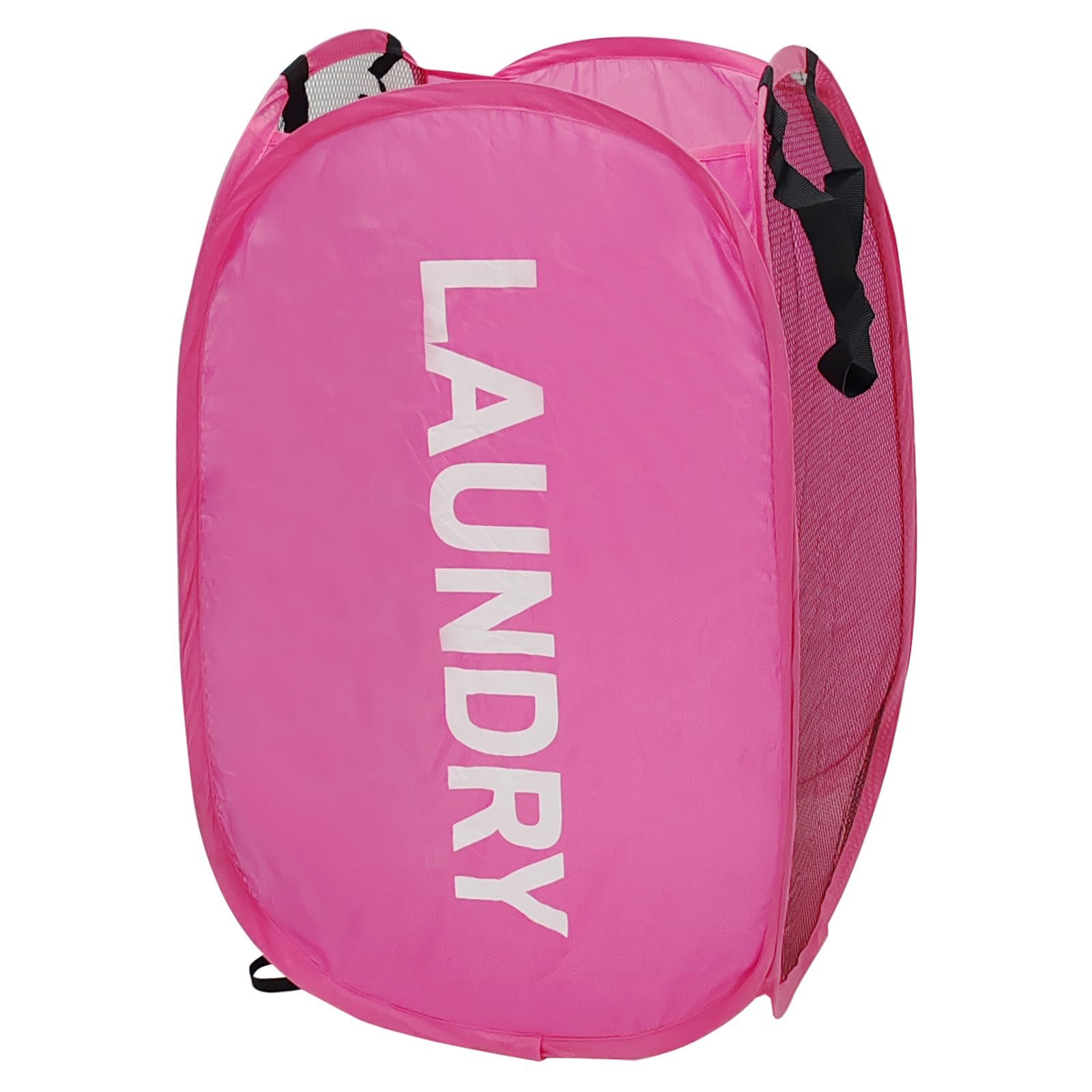 Aplter Pop Up Laundry Hamper Collapsible Laundry Basket Mesh Foldable Pink Dirty Clothes Hamper With Handles For Home, Bathroom,