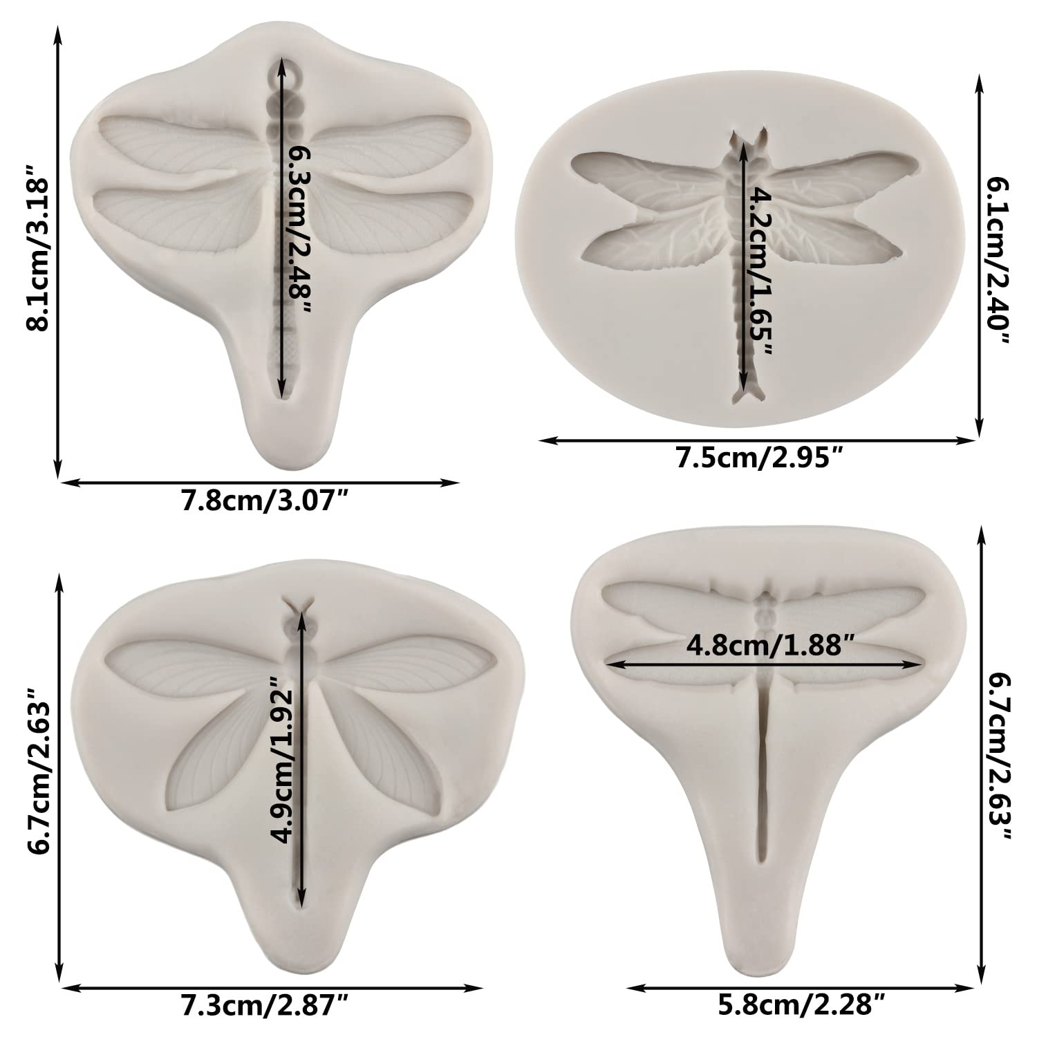 Sijiangmold Dragonfly Silicone Candy Chocolate Fondant Molds For Cake Decoration Cupcake Topper Chocolate Candy Resin Polymer Cl