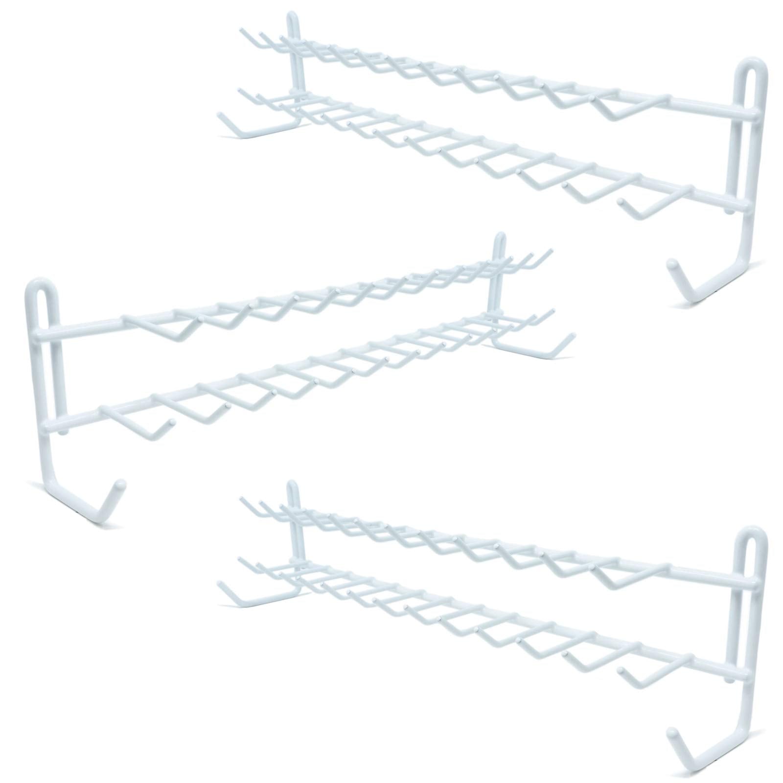 Huji Wall Mount Tie And Belt Rack Organizer, White (3 Pack)