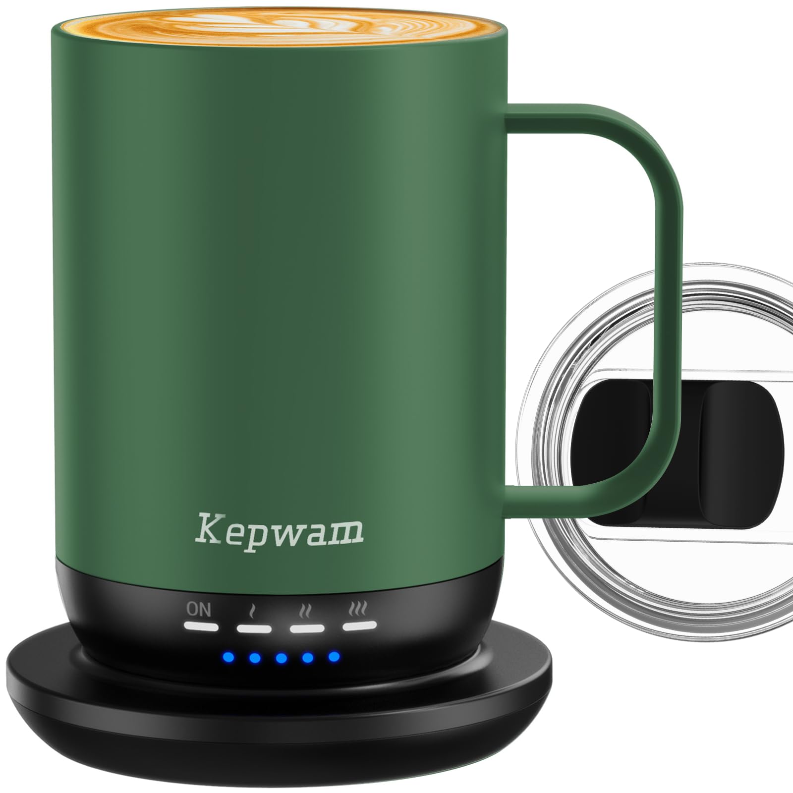 Kepwam Self Heating Coffee Mug T1-16oz Fast Heating & Ultra Long-Lasting Battery Life, Heated Coffee Mug Up to 149? - Touch & Ap