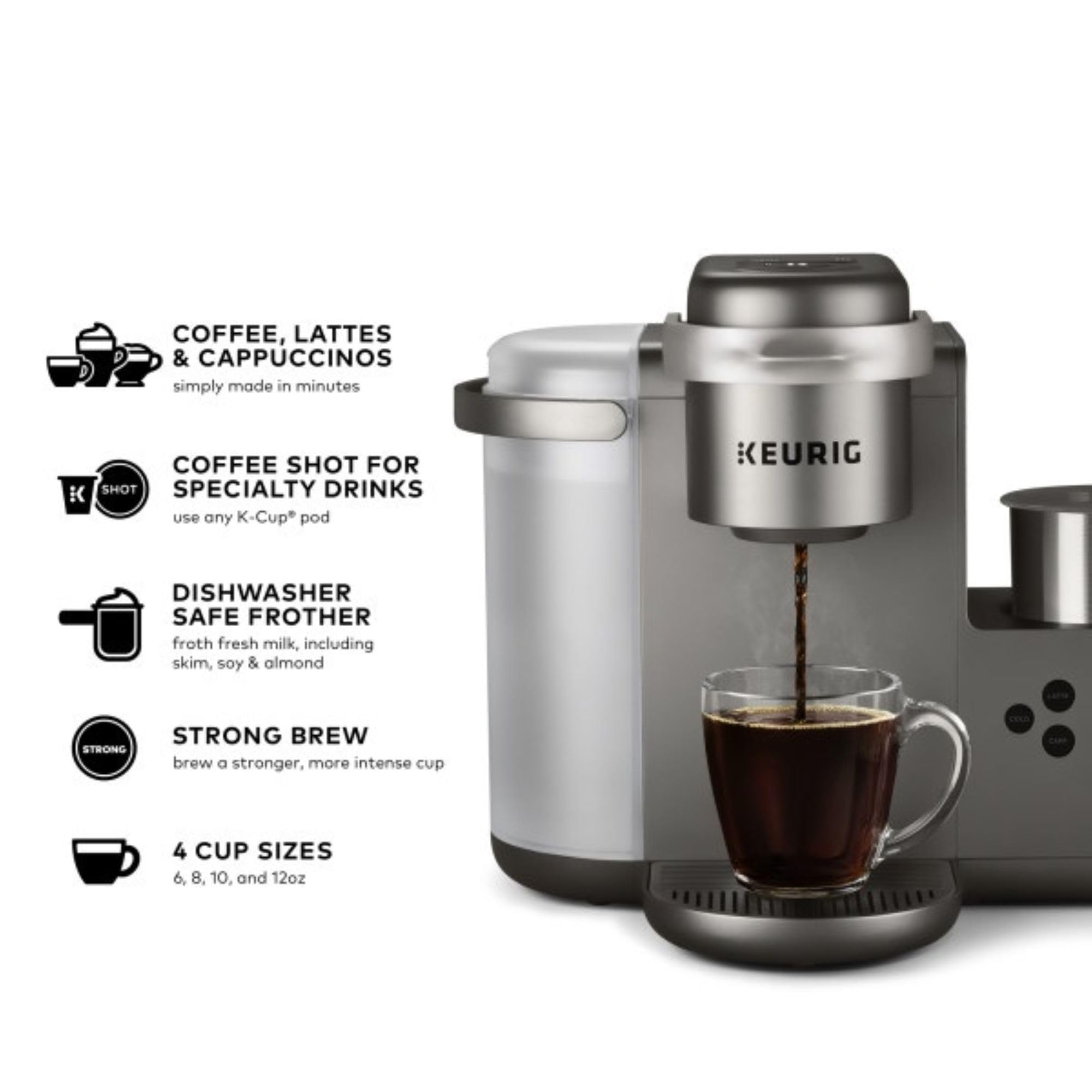Keurig K-Cafe Special Edition Coffee Maker with Milk Frother, Nickel Finish