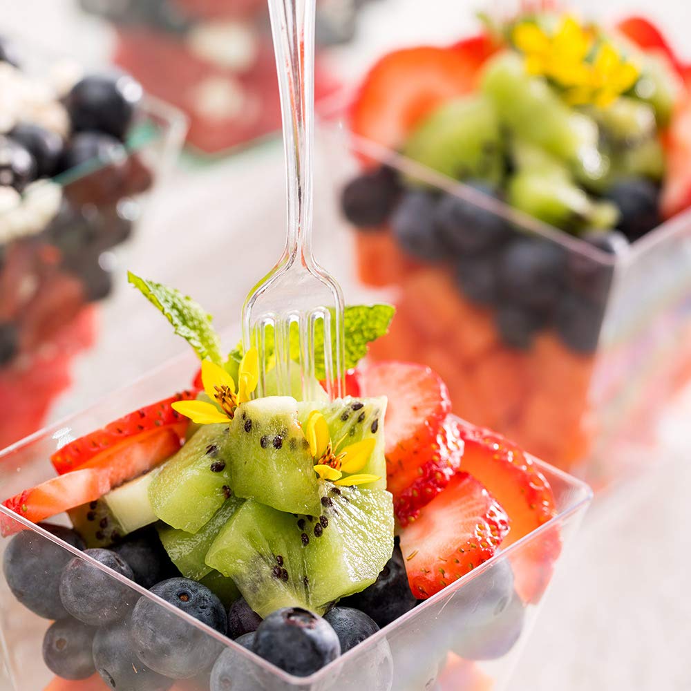 Restaurantware 4 Inch Mini Forks 500 Disposable Tiny Forks - Heavy-Duty Pair With Hors D'Oeuvres Desserts Or Samples Clear Plast